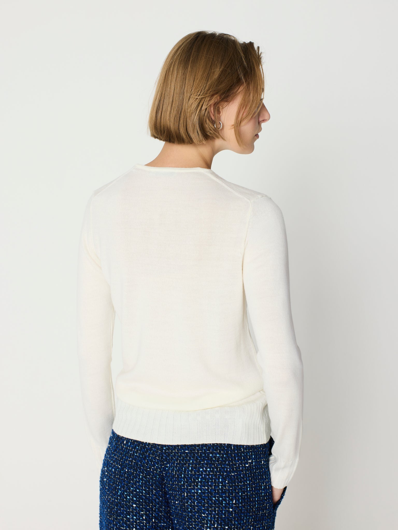Jersey de canalé ancho cuello redondo y manga larga
