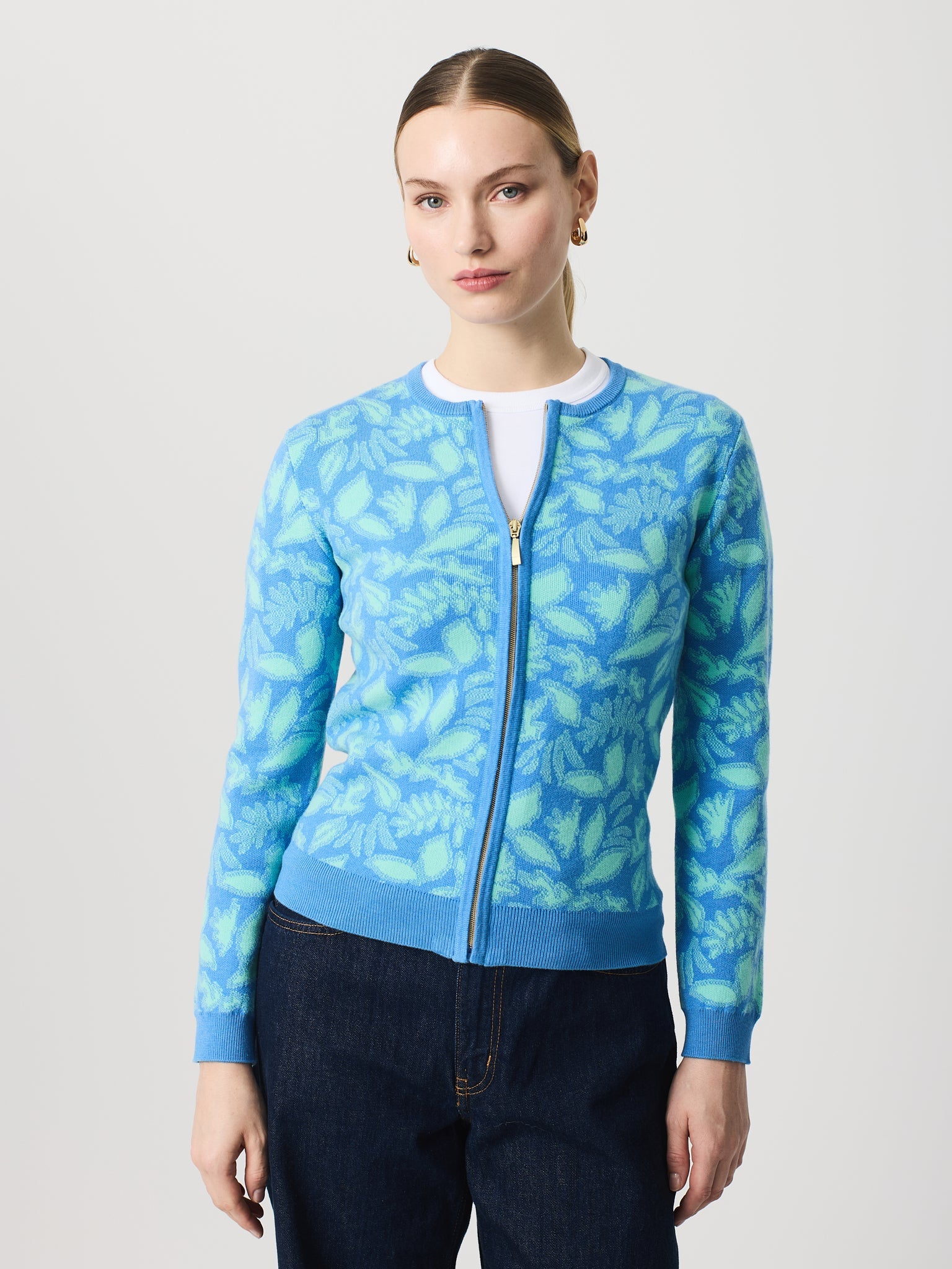 Chaqueta con jacquard de flores