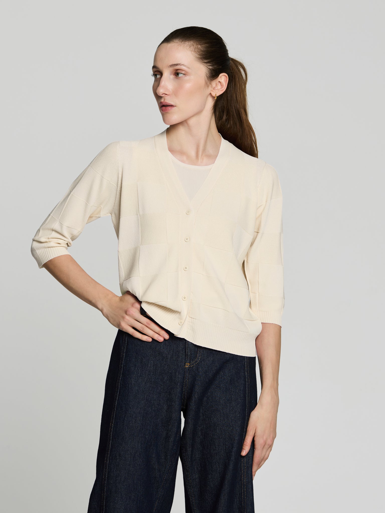 Càrdigan textura quadres