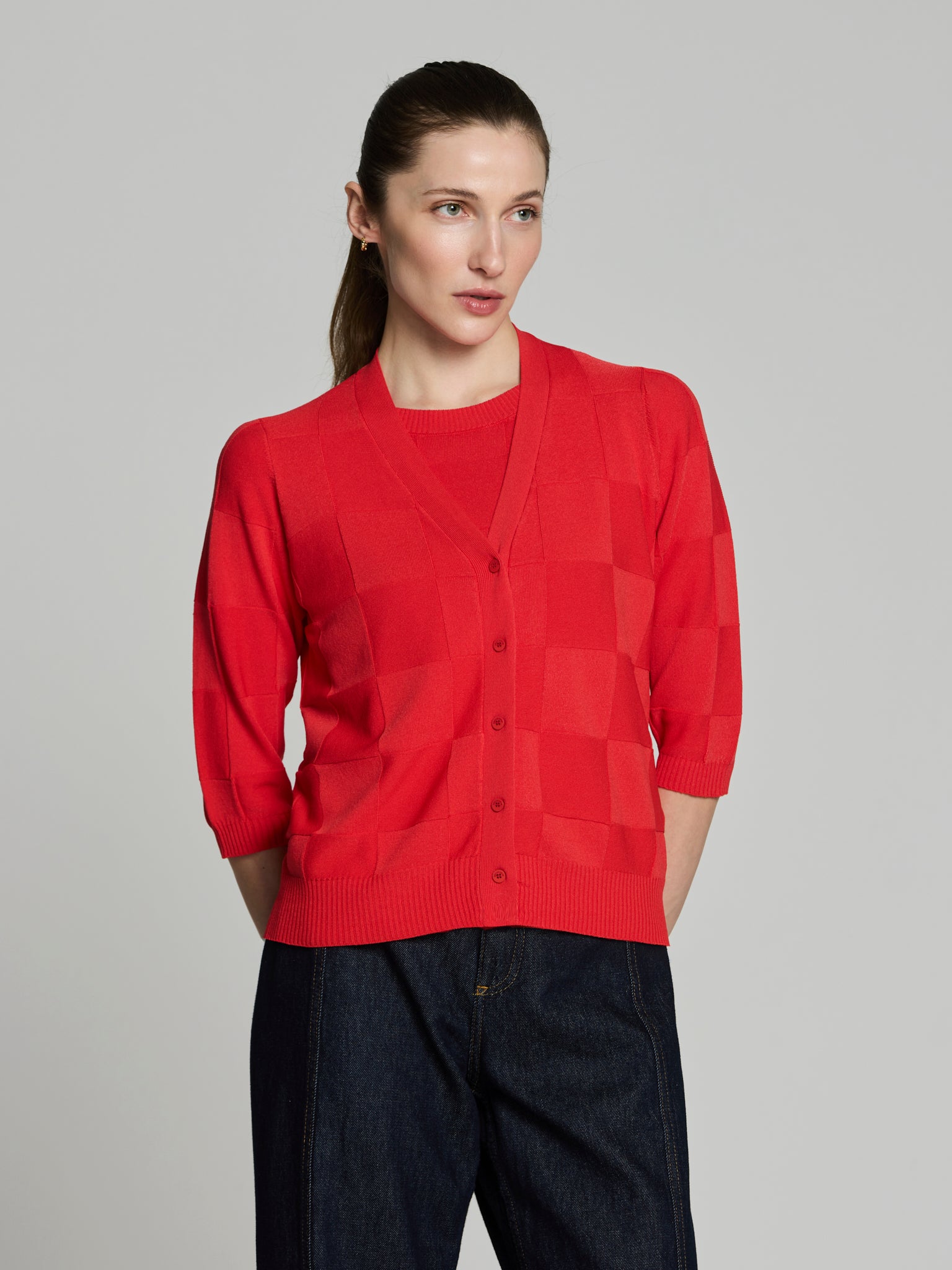 Càrdigan textura quadres