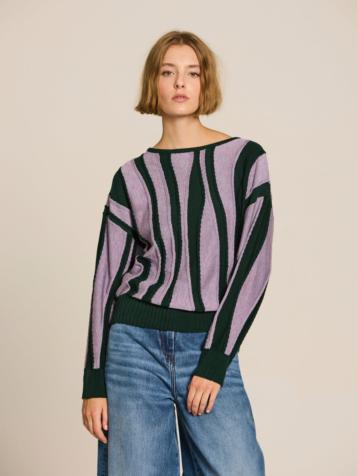 Two-tone wave sweater