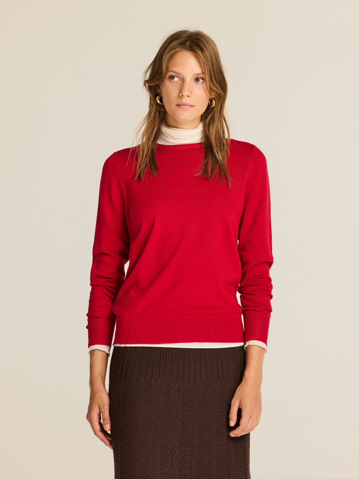 Jersey de viscosa con cuello redondo