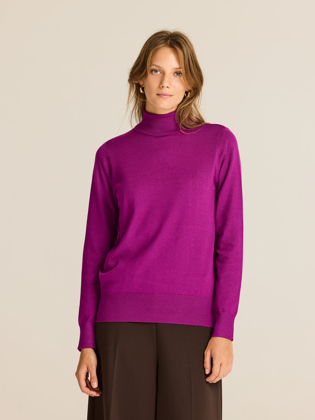 Viscose roll neck jumper
