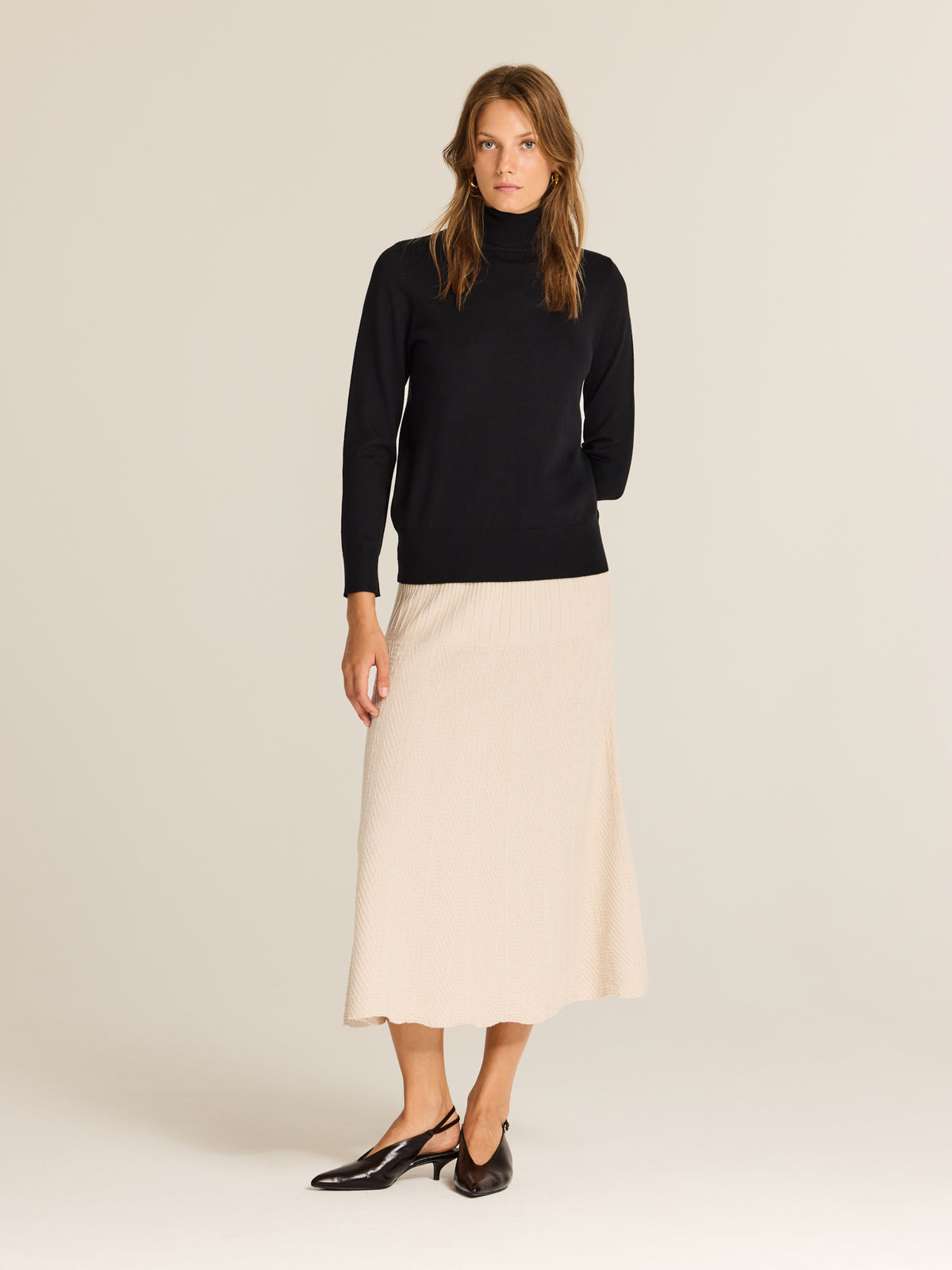 Jersey de viscosa con cuello alto
