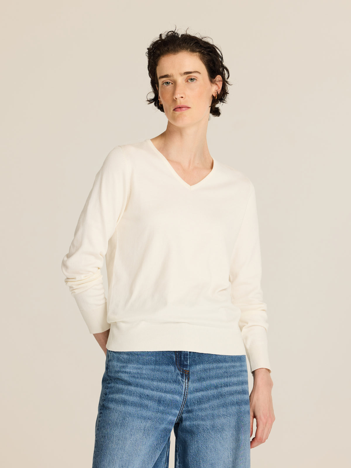 Jersey de viscosa con escote en V