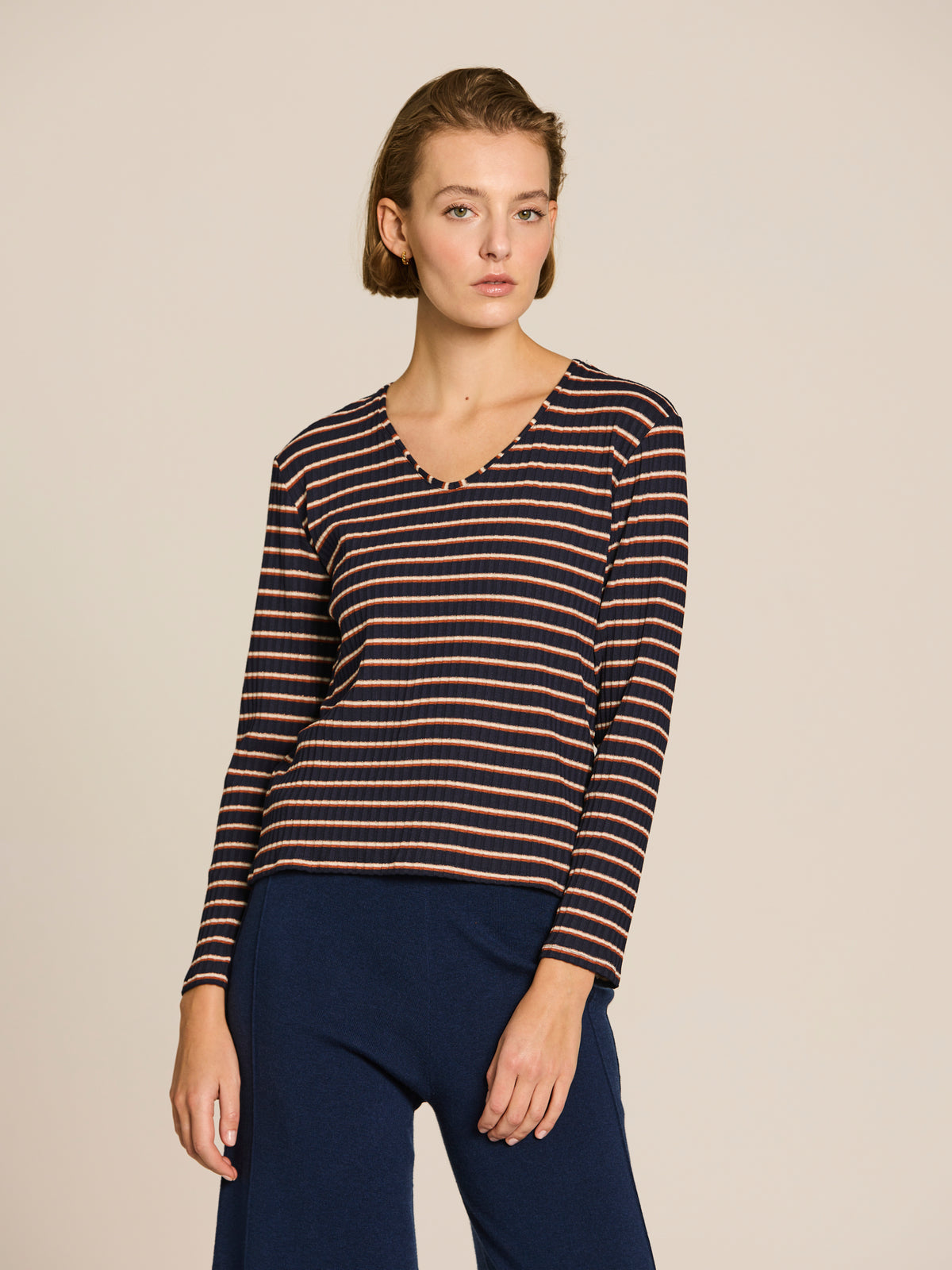 Camiseta tricolor con lúrex