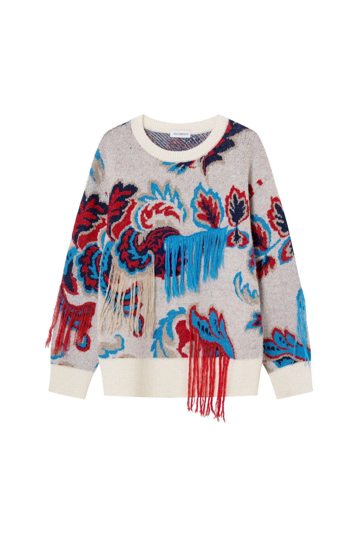Multicolor knit sweater with fringe