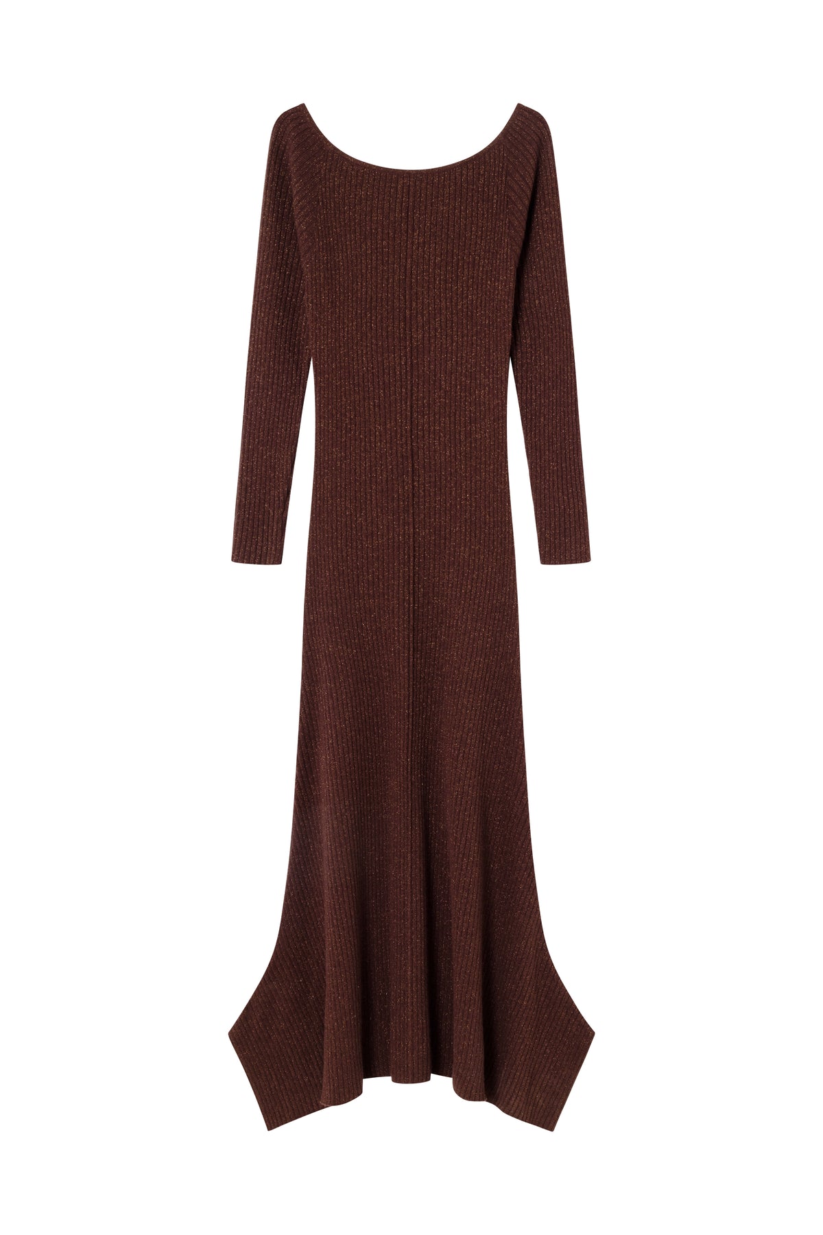 Vestido largo de punto de canalé con lúrex
