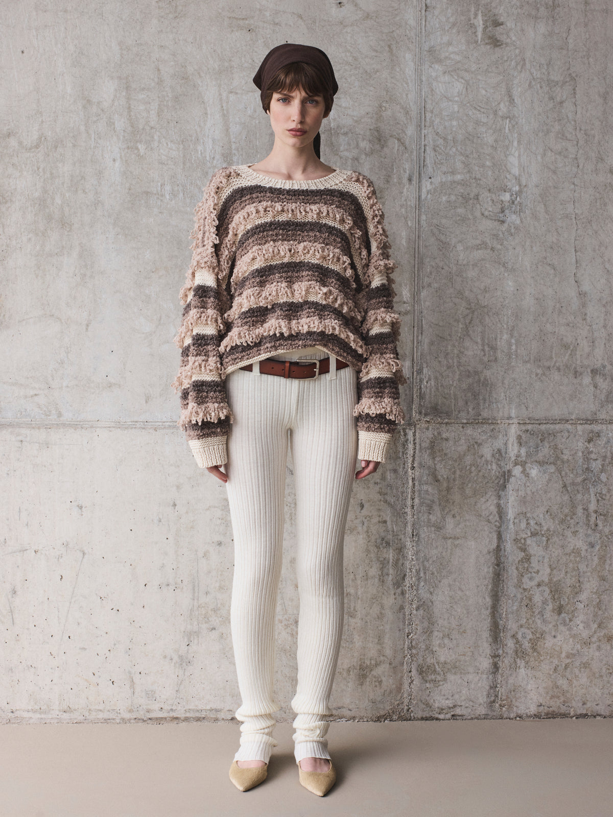 Textured striped knit sweater