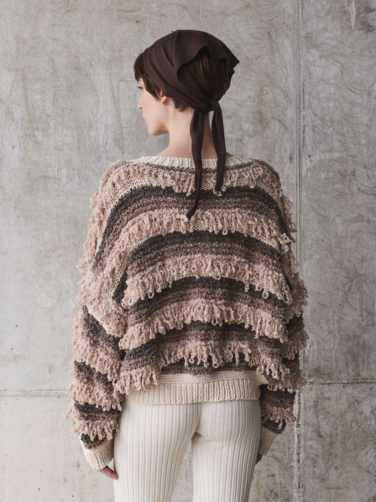Textured striped knit sweater