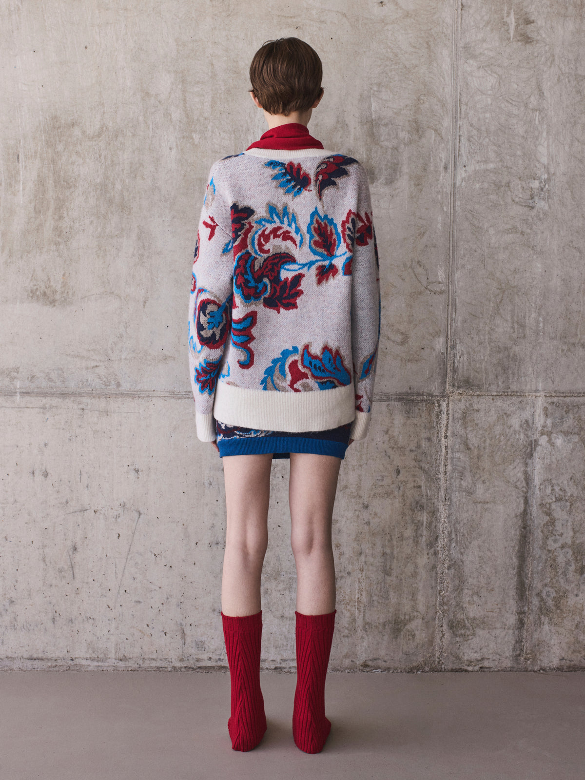 Multicolor knit sweater with fringe