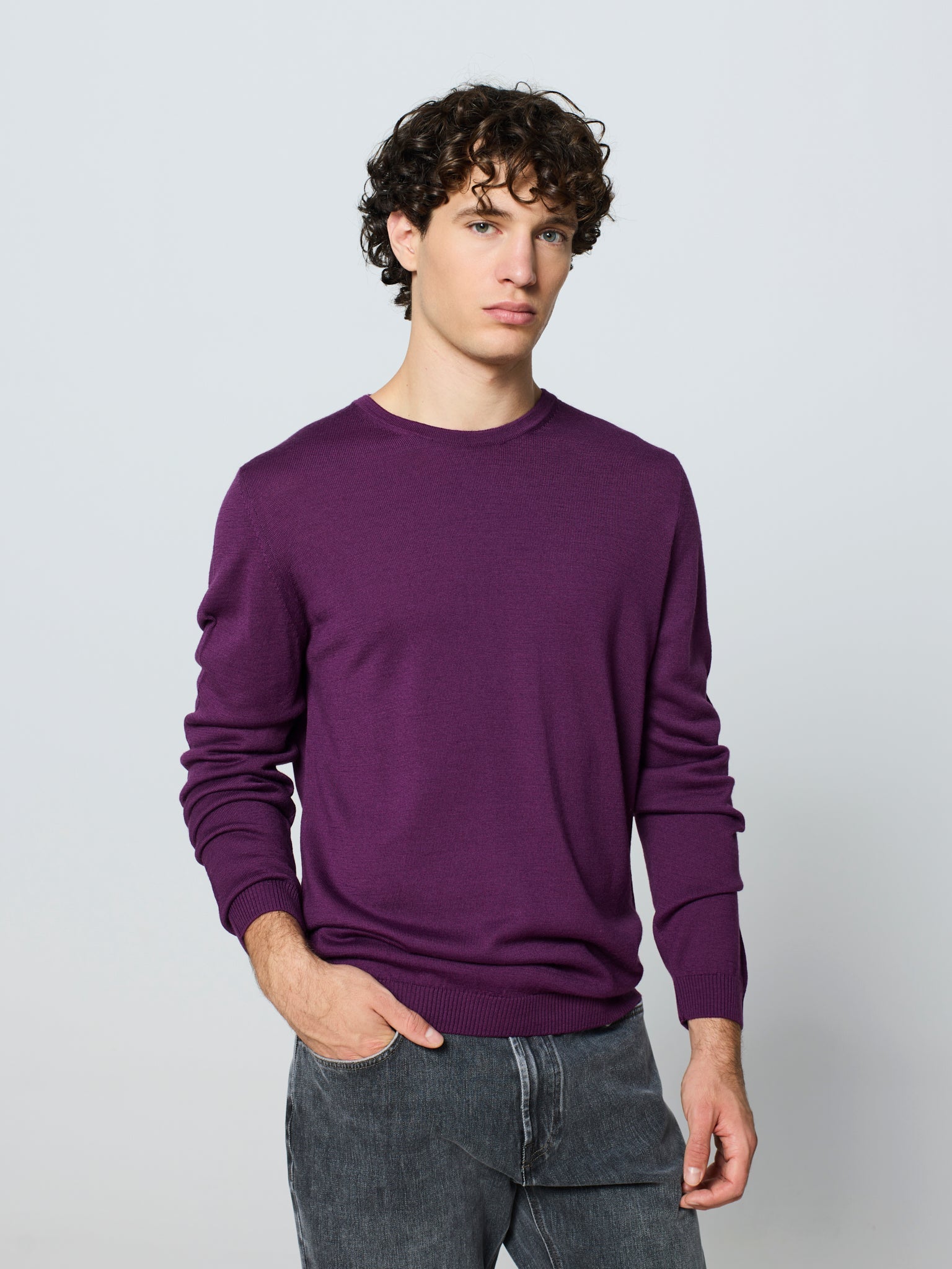Suéter De Punto Térmico Para Hombre Jonivey - Manga Larga, Cuello Alto, Morado