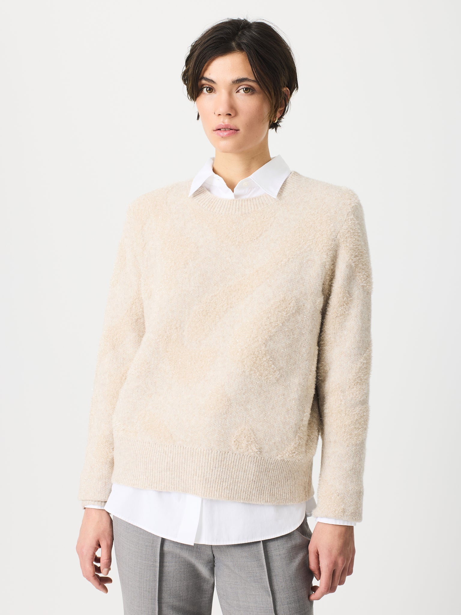 Jersey de cuello redondo con jacquard de cebra