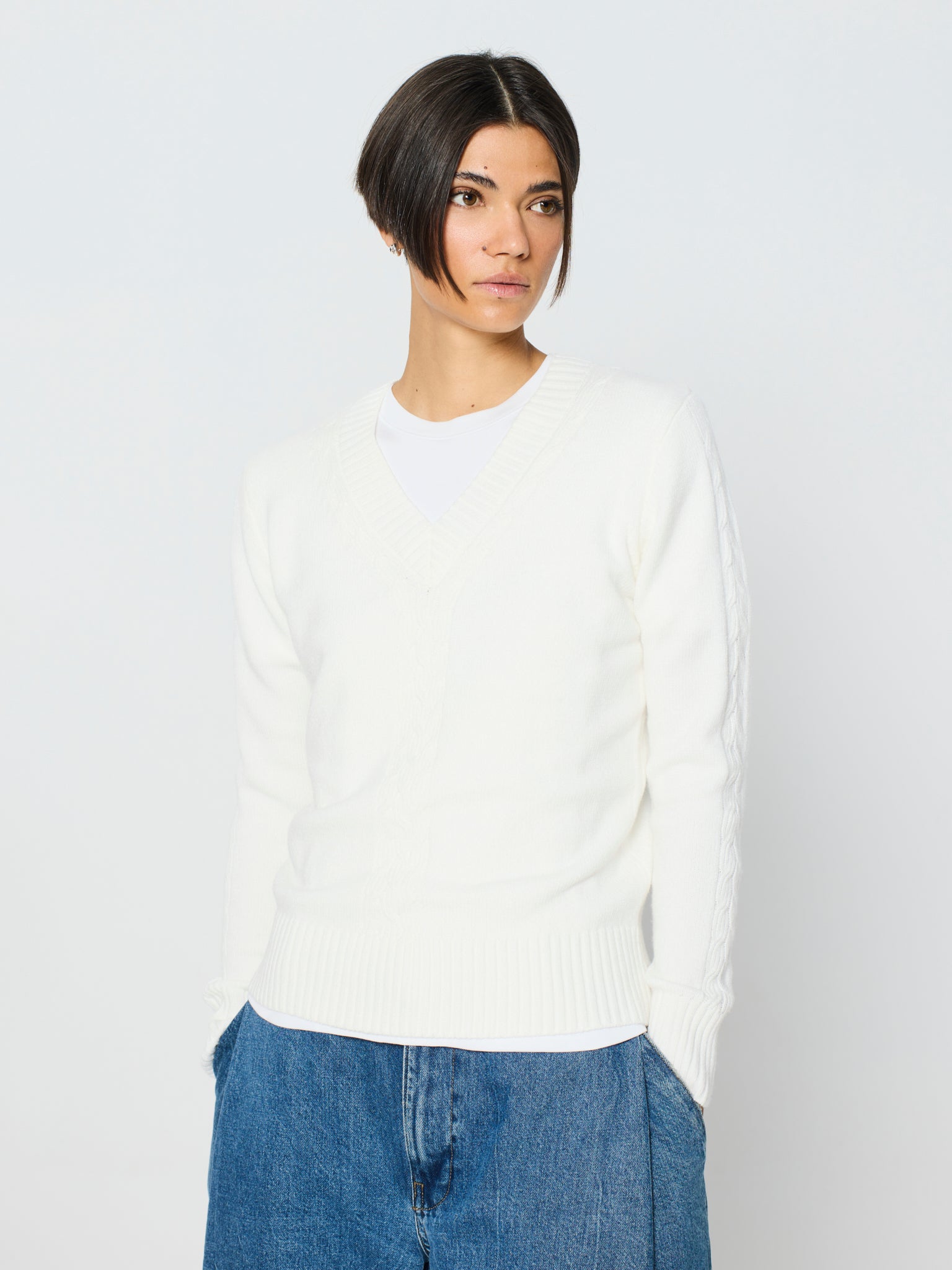 Jersey trenzado cuello pico