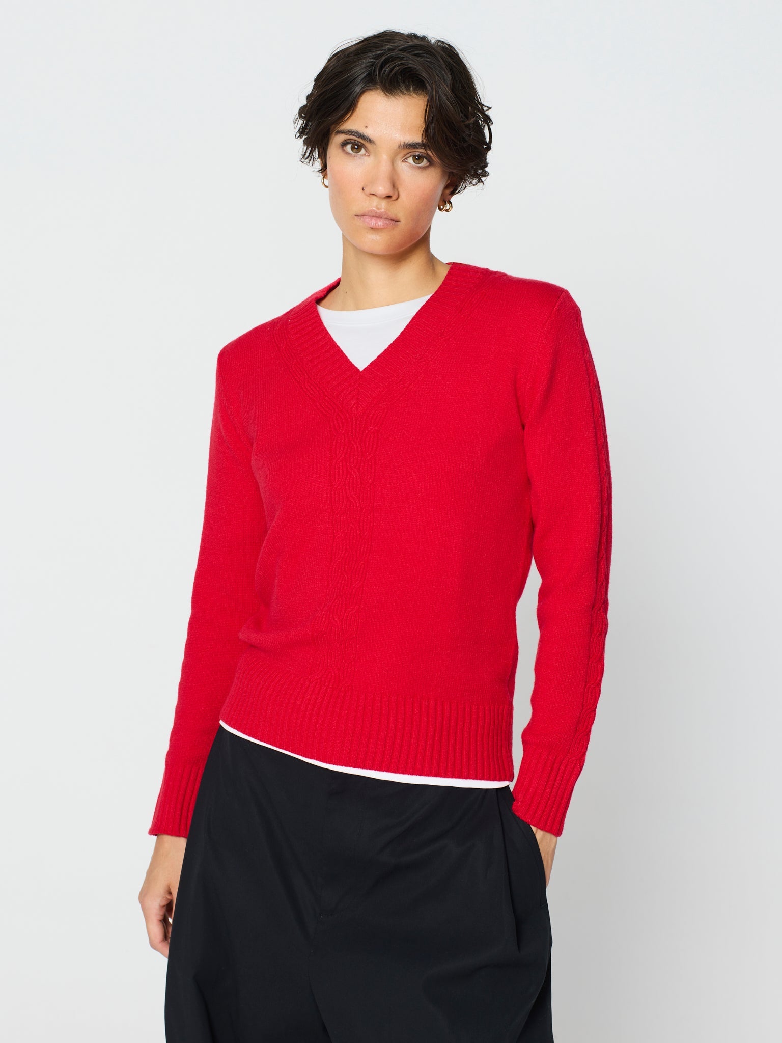 Jersey trenzado cuello pico