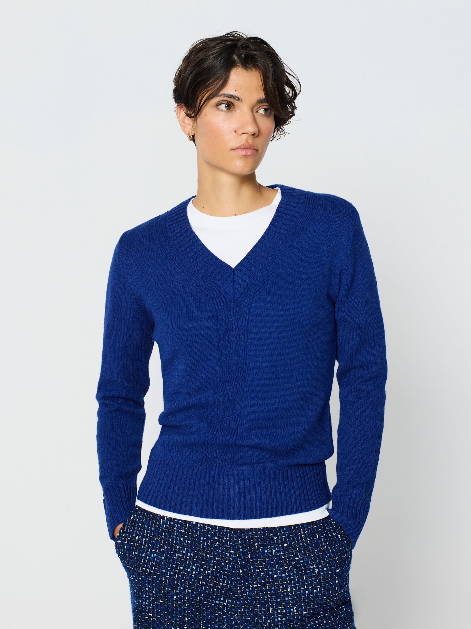 Jersey trenzado cuello pico