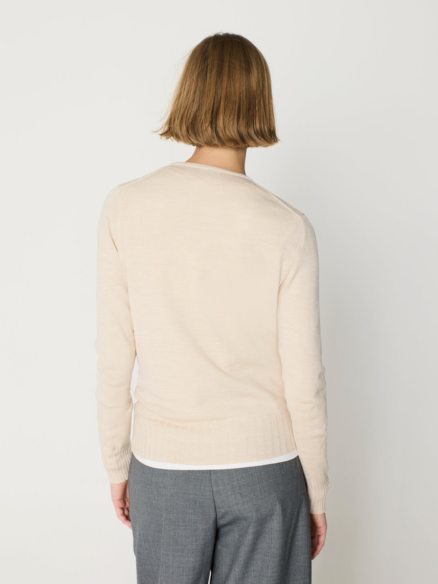 Jersey de canalé ancho cuello redondo y manga larga