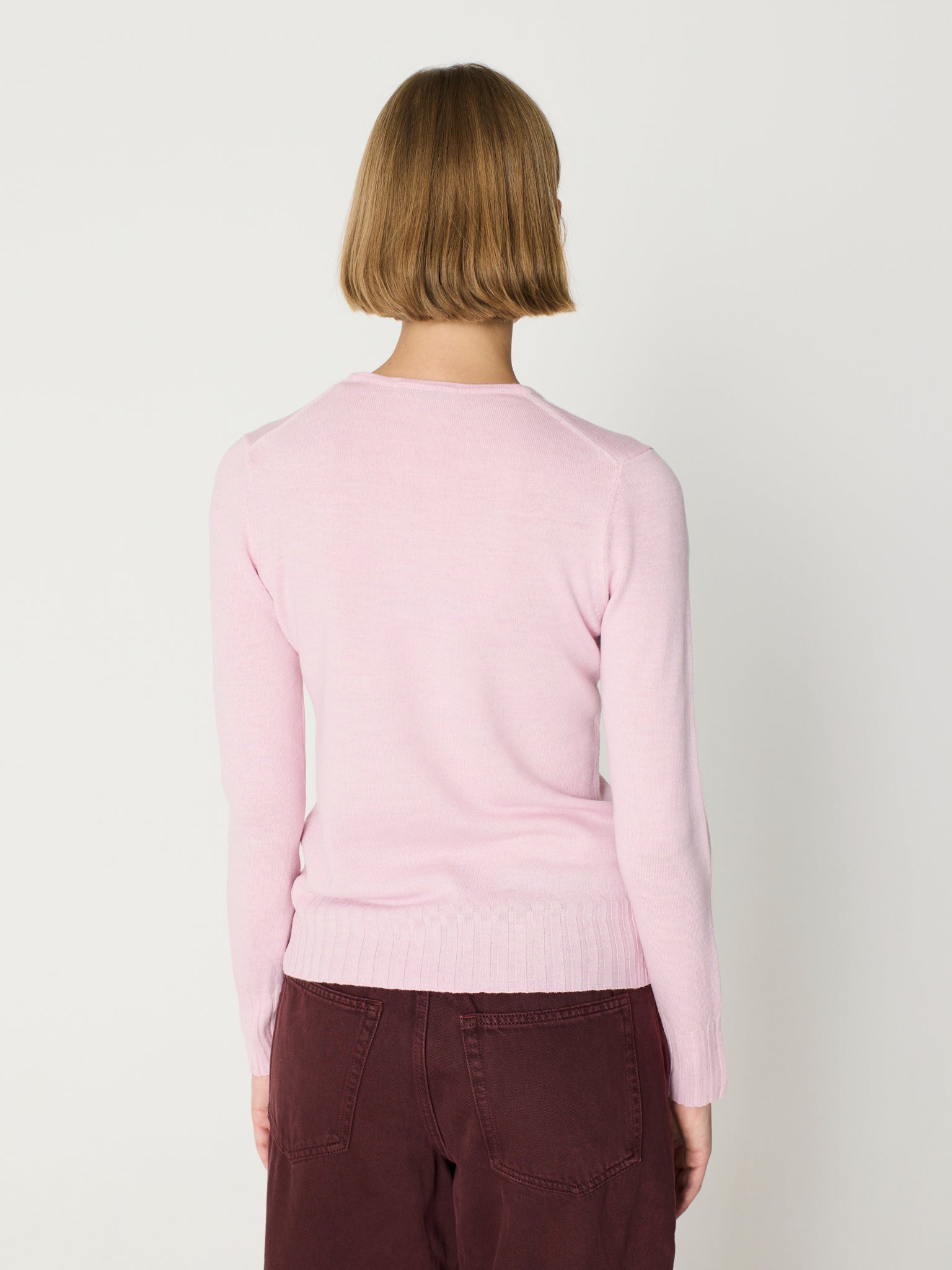 Jersey de canalé ancho cuello redondo y manga larga