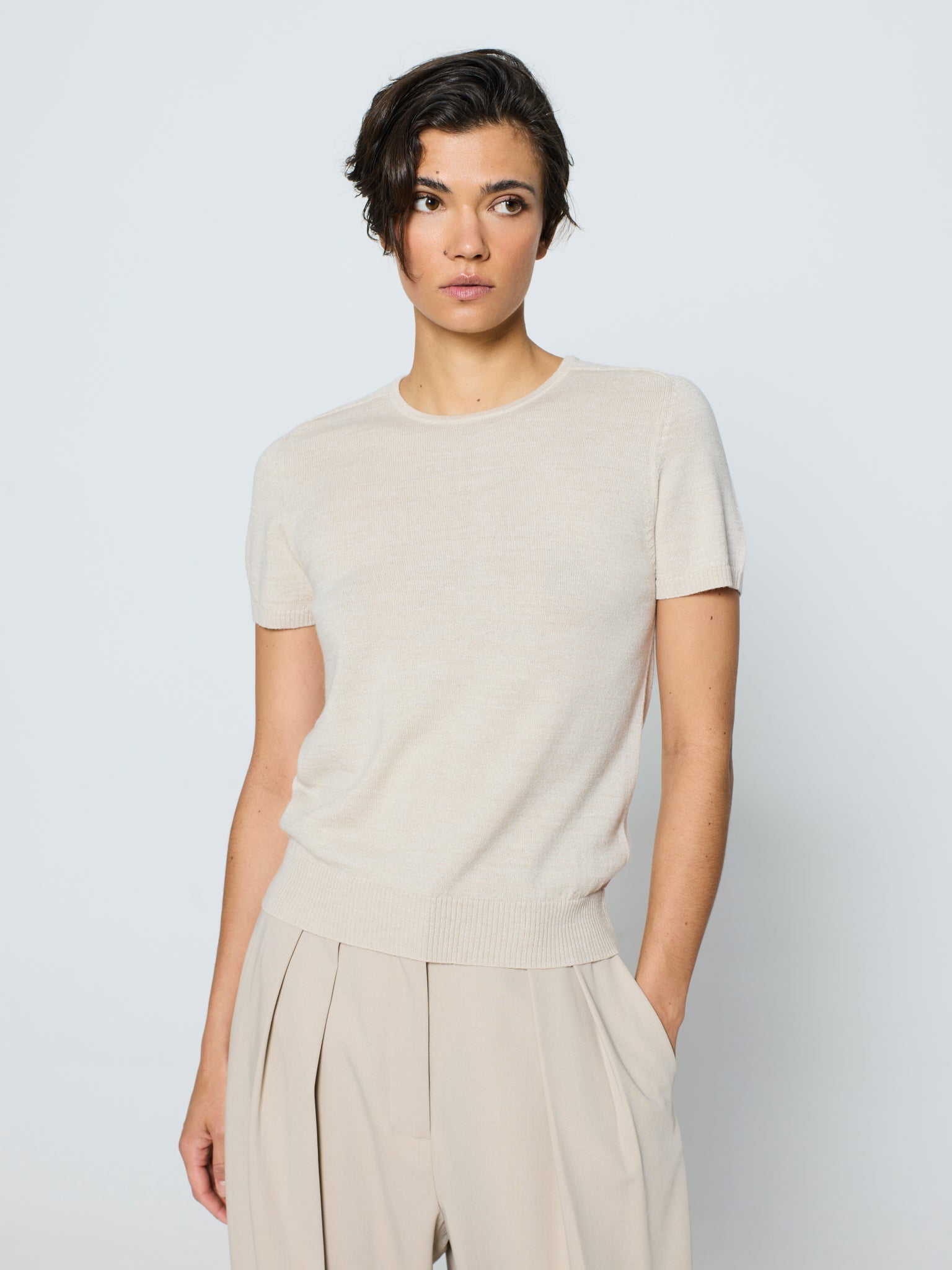 Twinset de cuello redondo