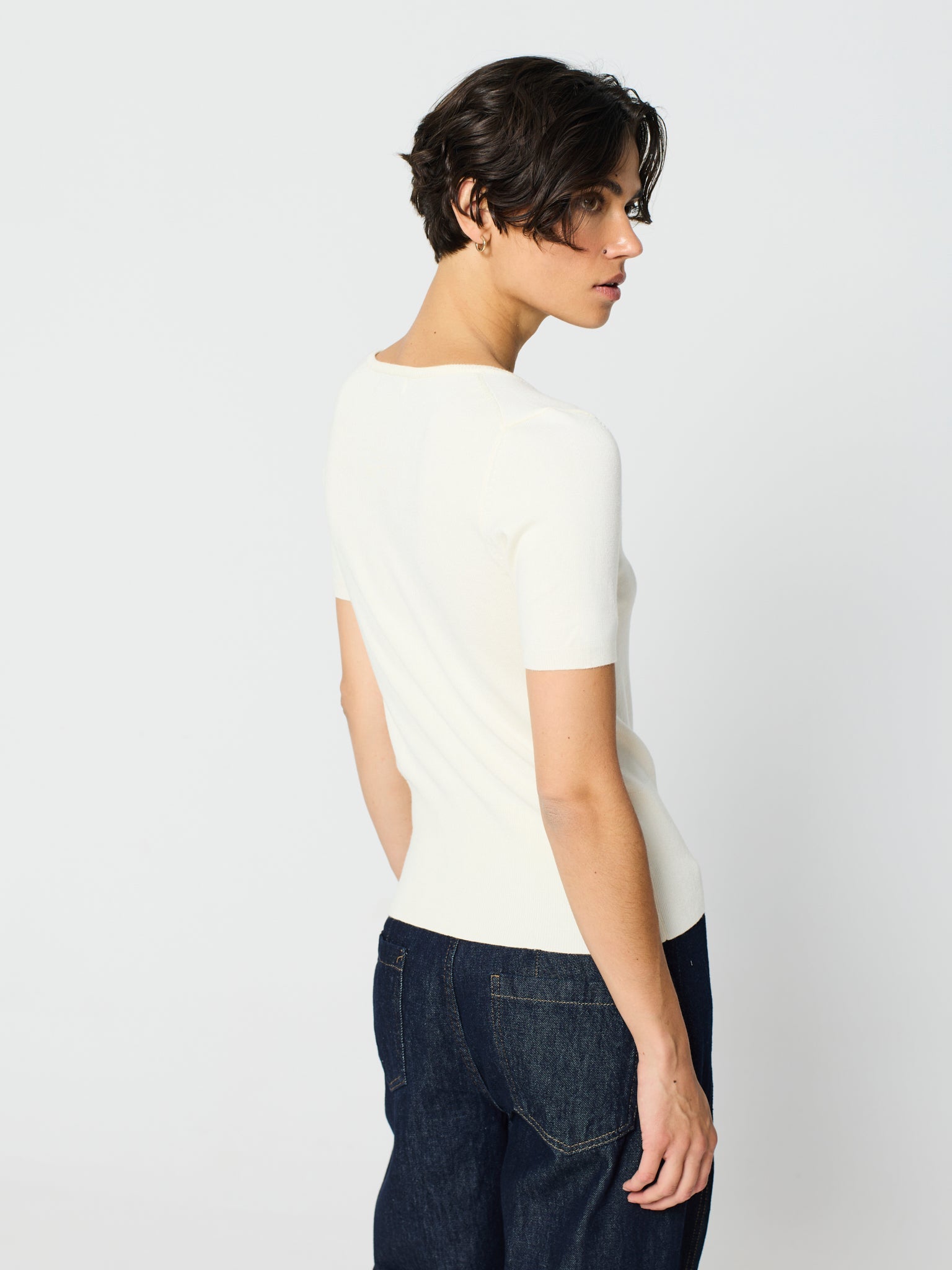 Twinset con canalé ancho en los bajos