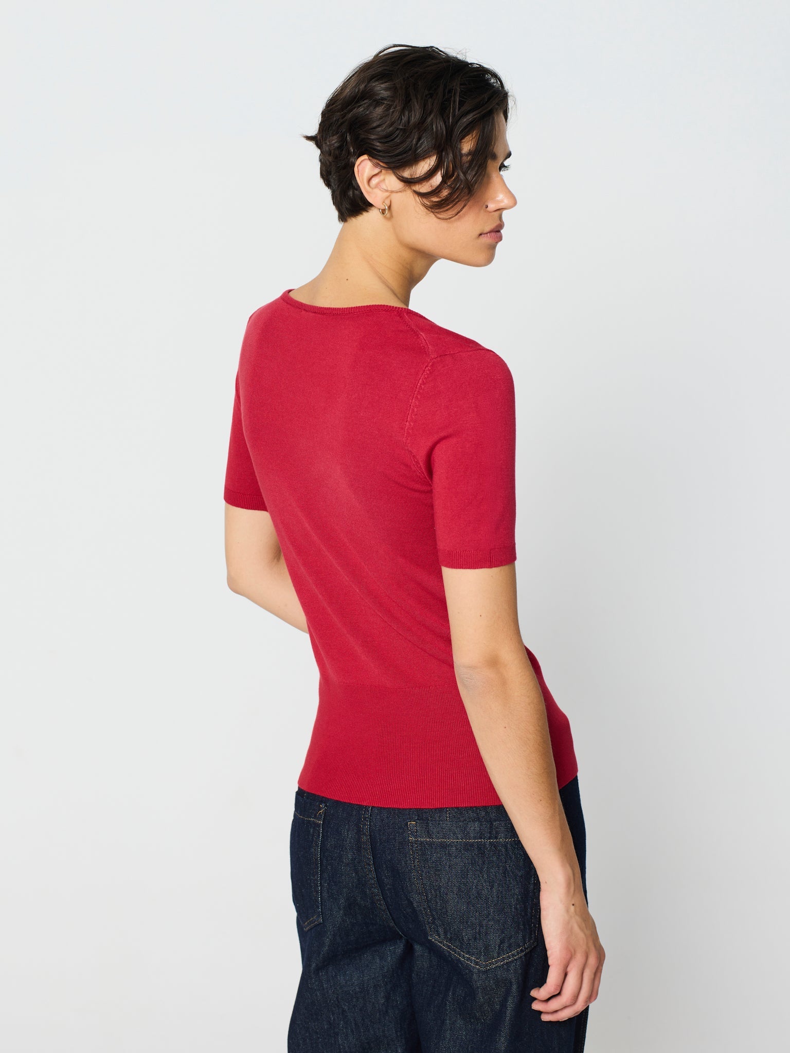 Twinset con canalé ancho en los bajos