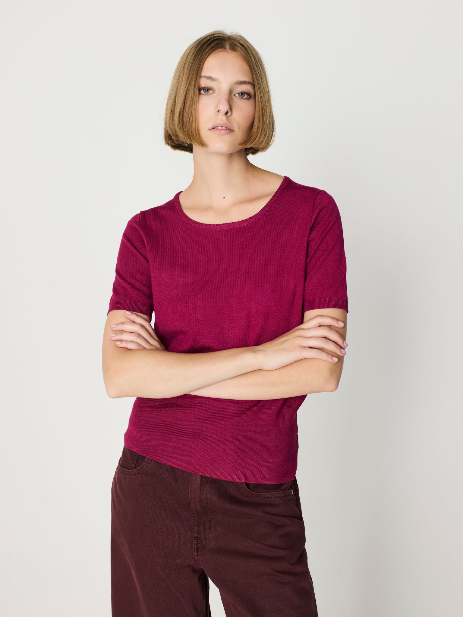 Twinset con canalé ancho en los bajos