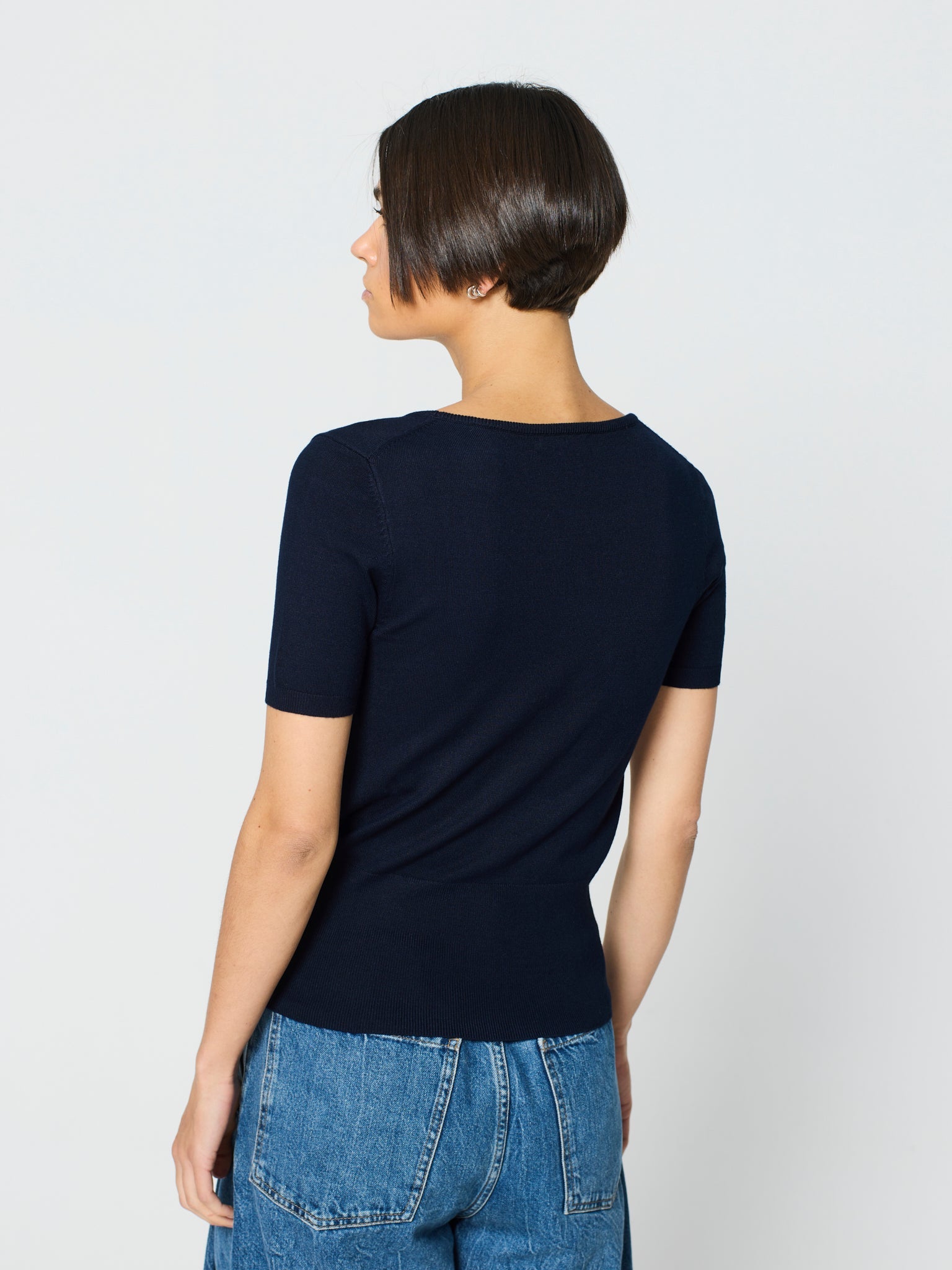 Twinset con canalé ancho en los bajos