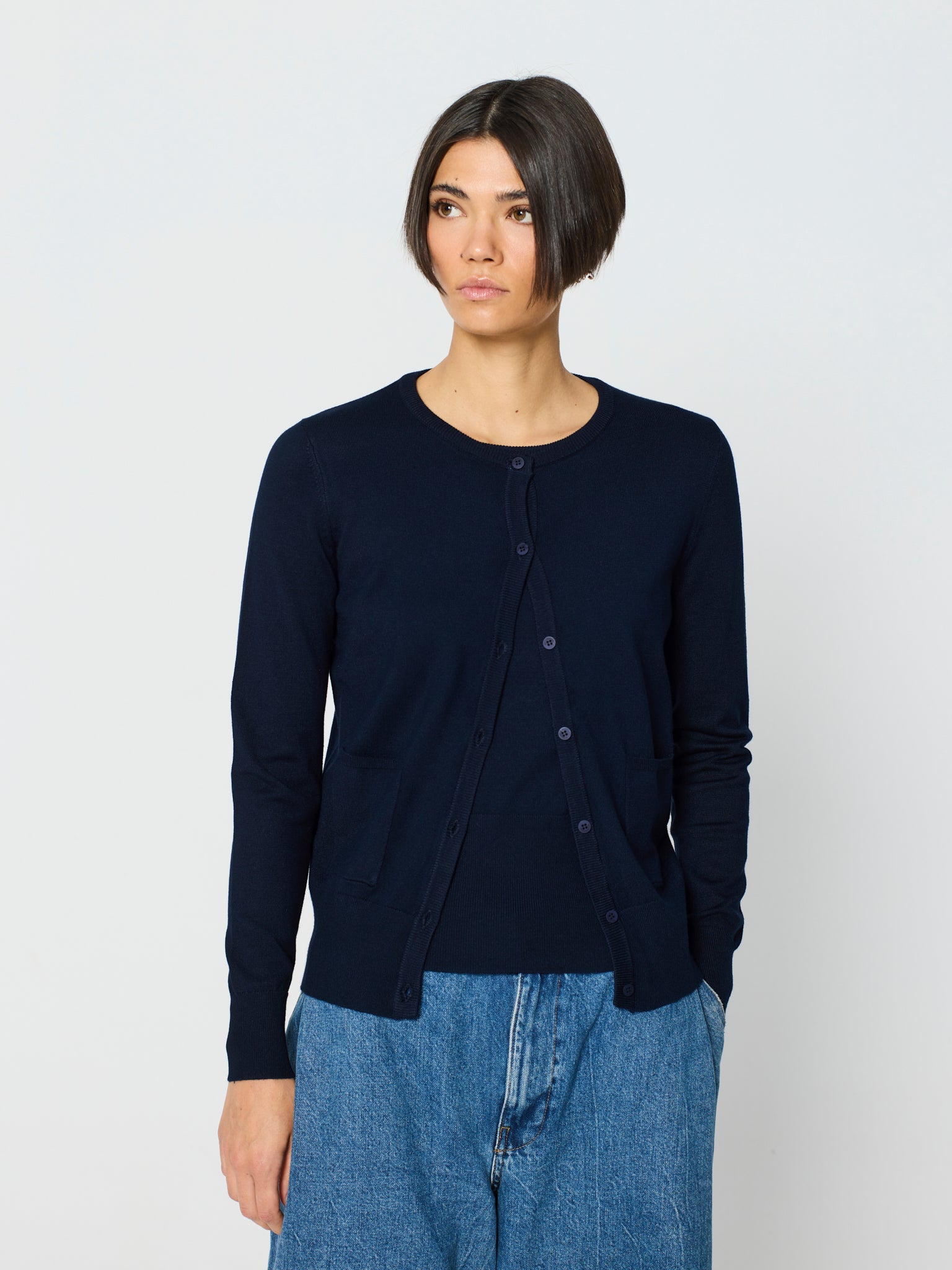 Twinset con canalé ancho en los bajos