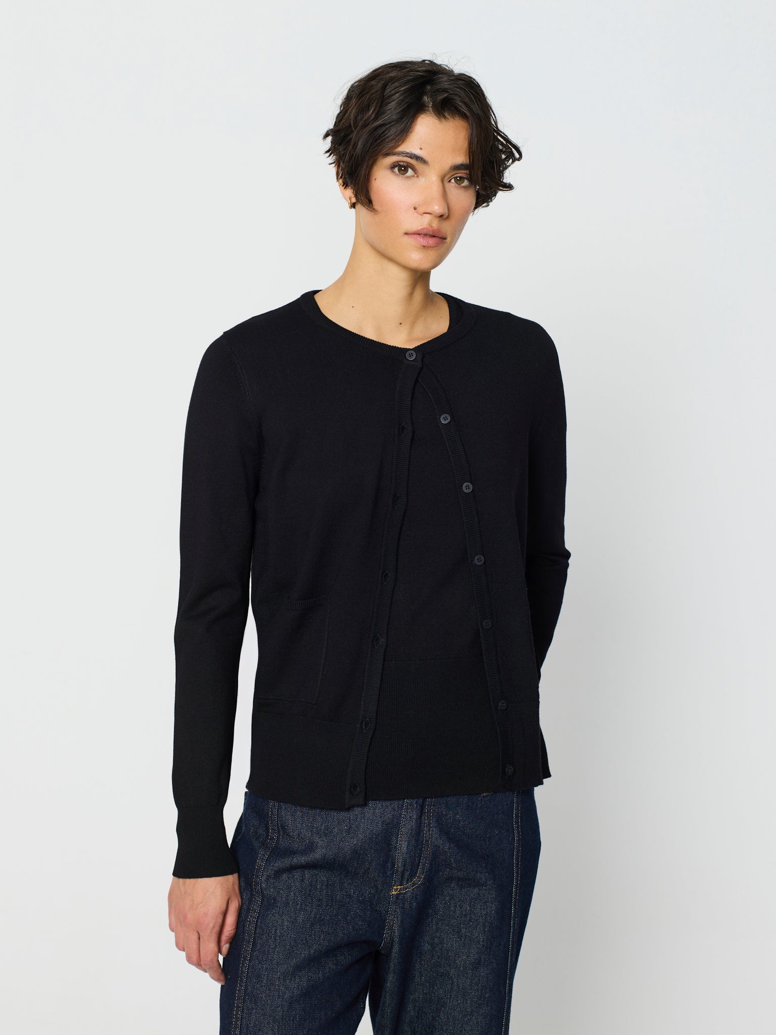 Twinset con canalé ancho en los bajos