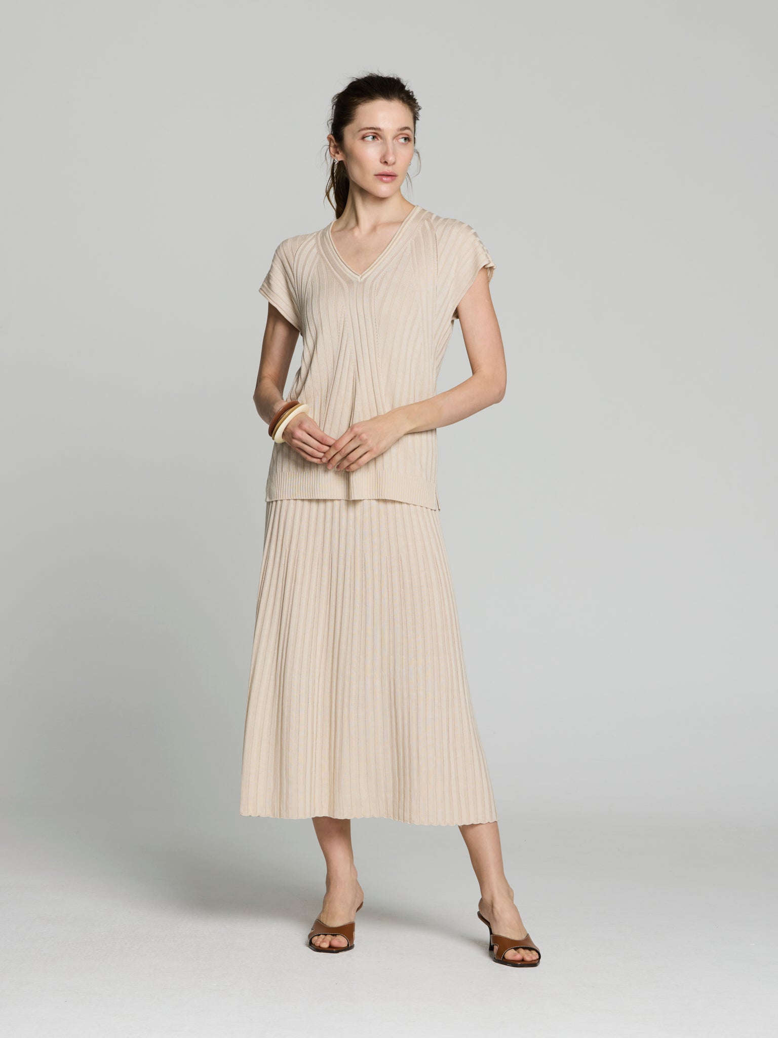 Falda canalé tencel