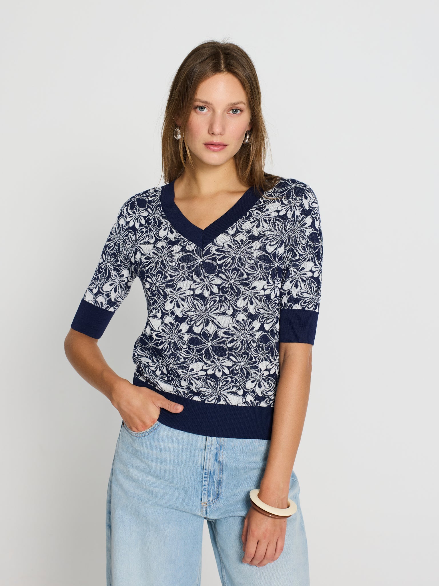 Jersey jacquard flores