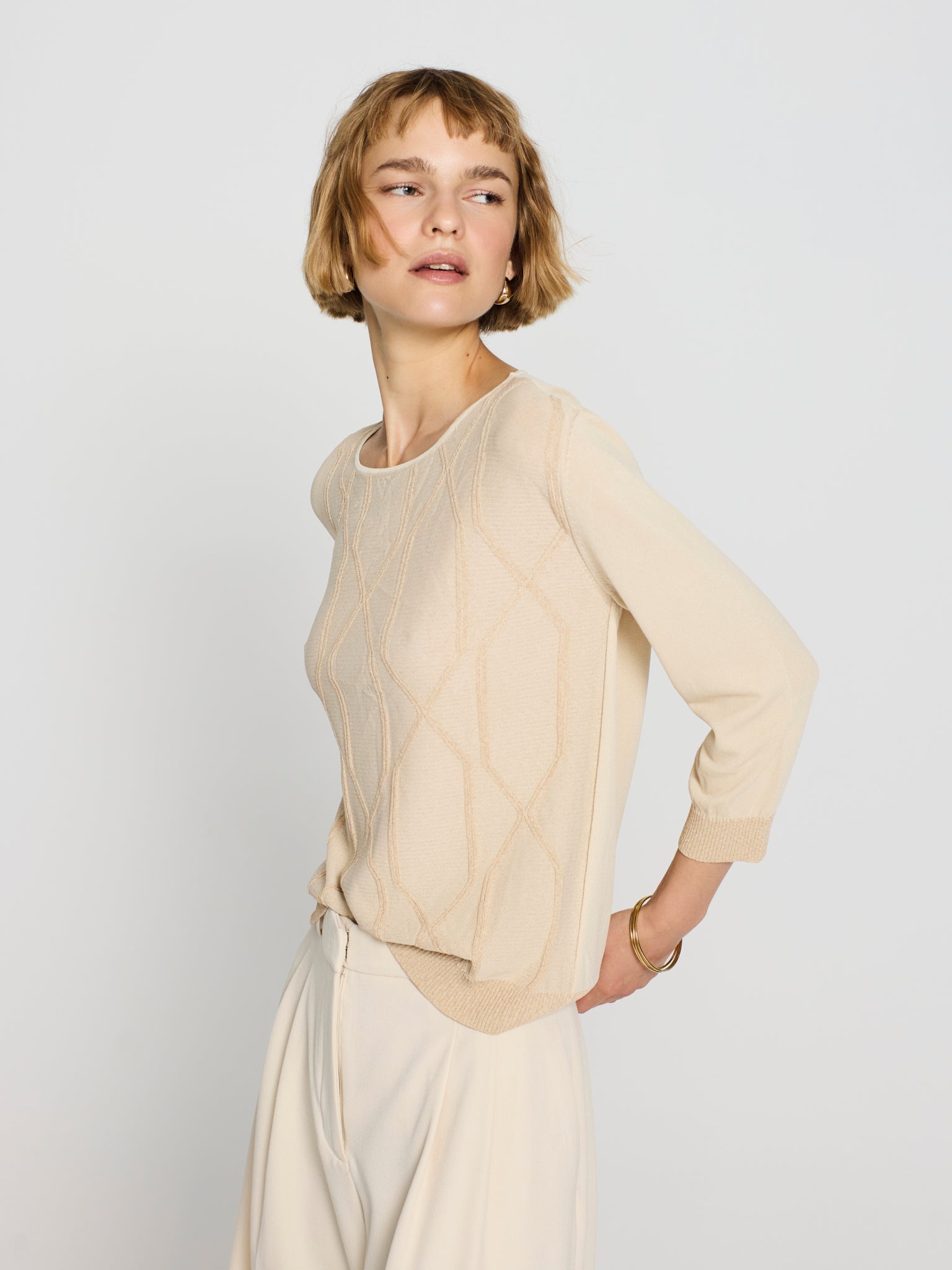 Jersey geométrico lúrex