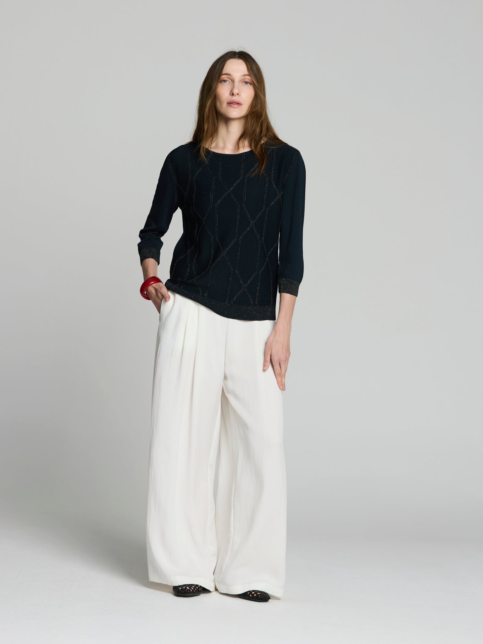 Jersey geométrico lúrex