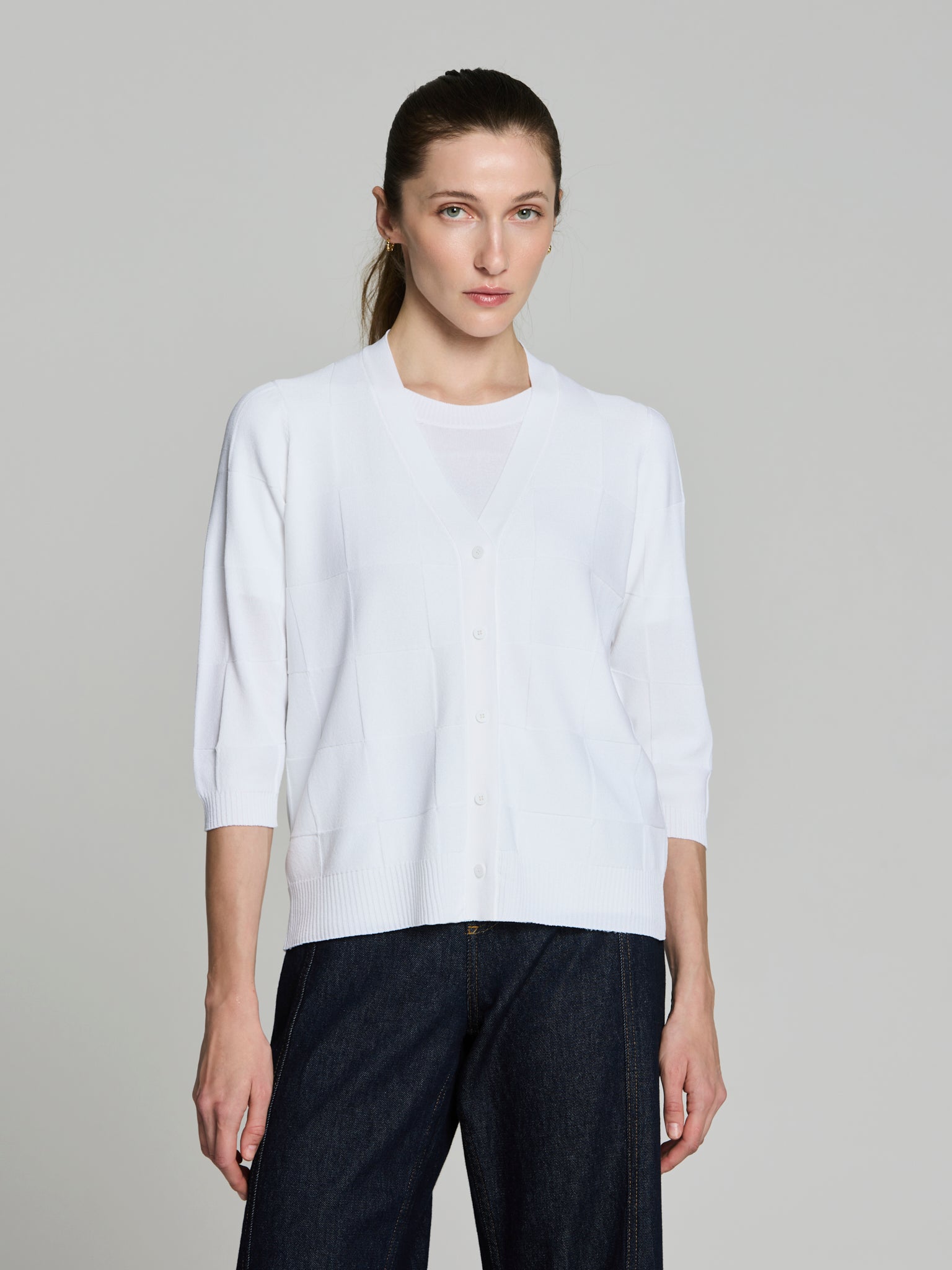 Cárdigan textura cuadros