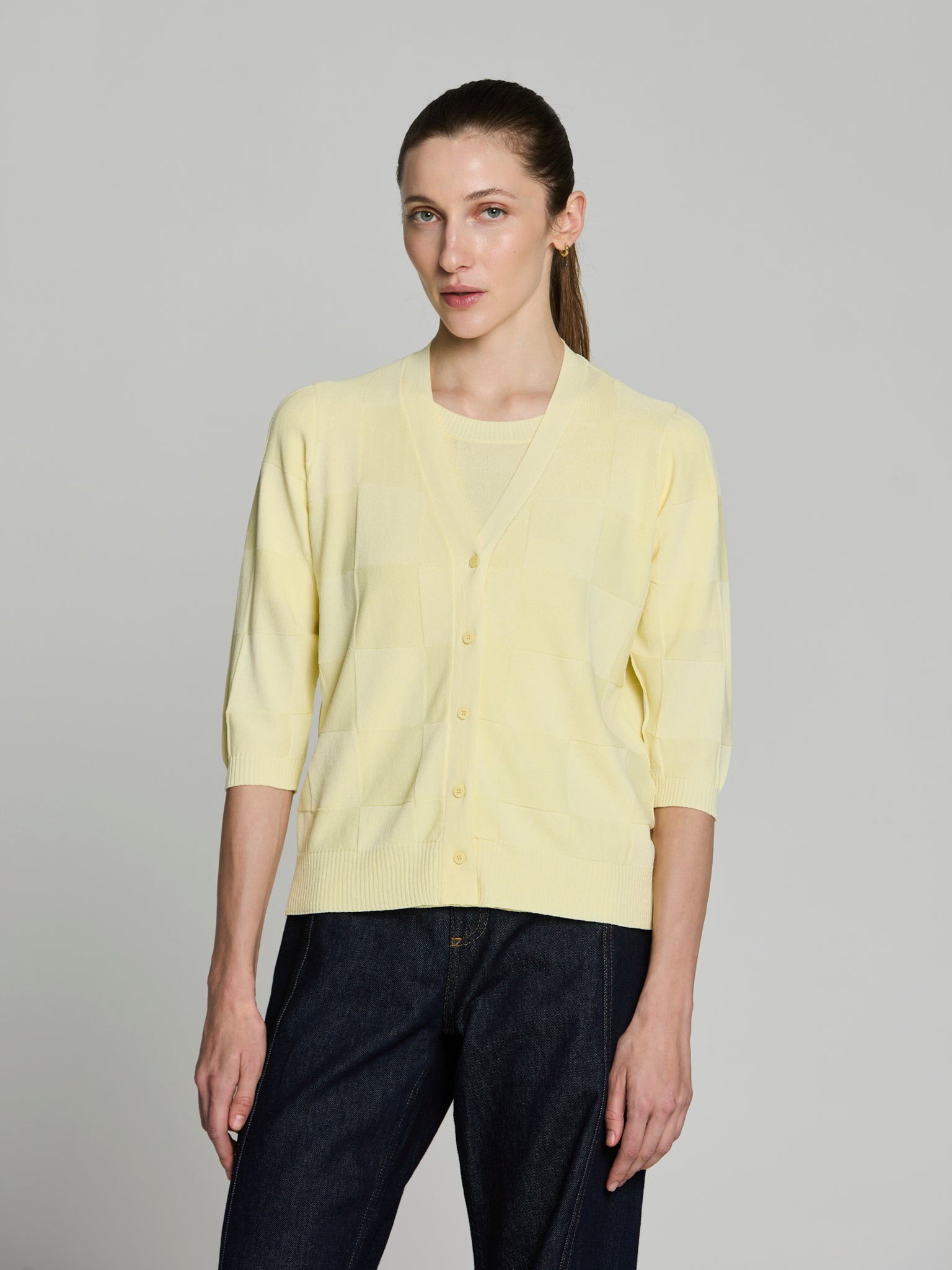 Cárdigan textura cuadros