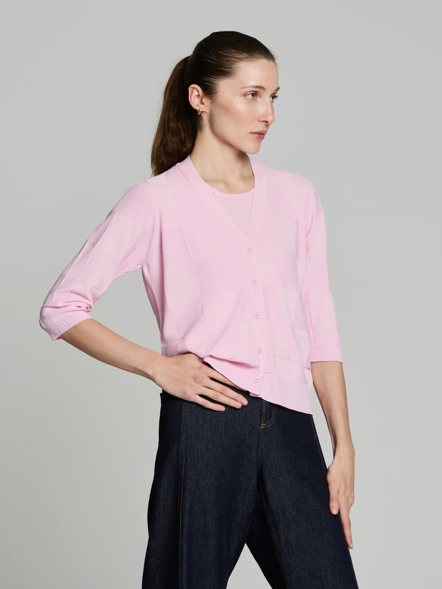 Cárdigan textura cuadros