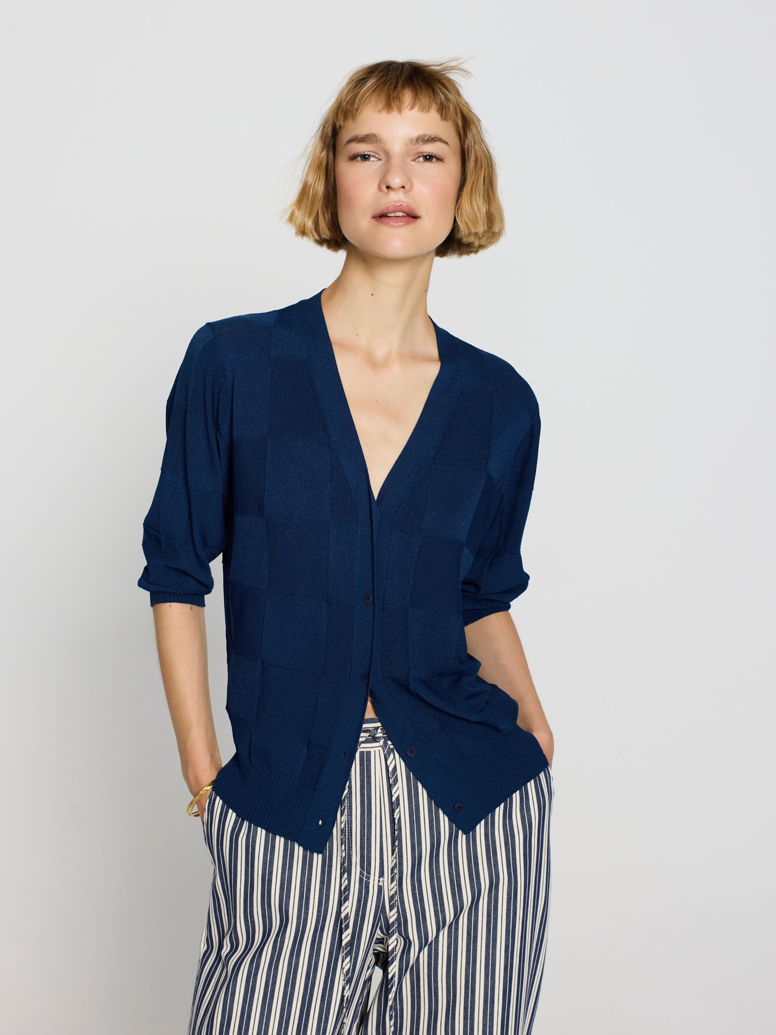 Cárdigan textura cuadros