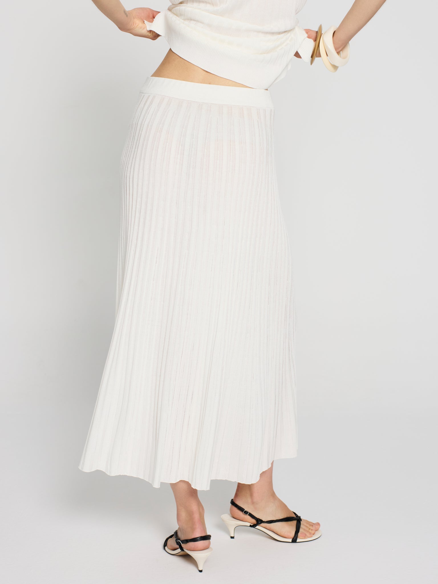 Falda canalé tencel