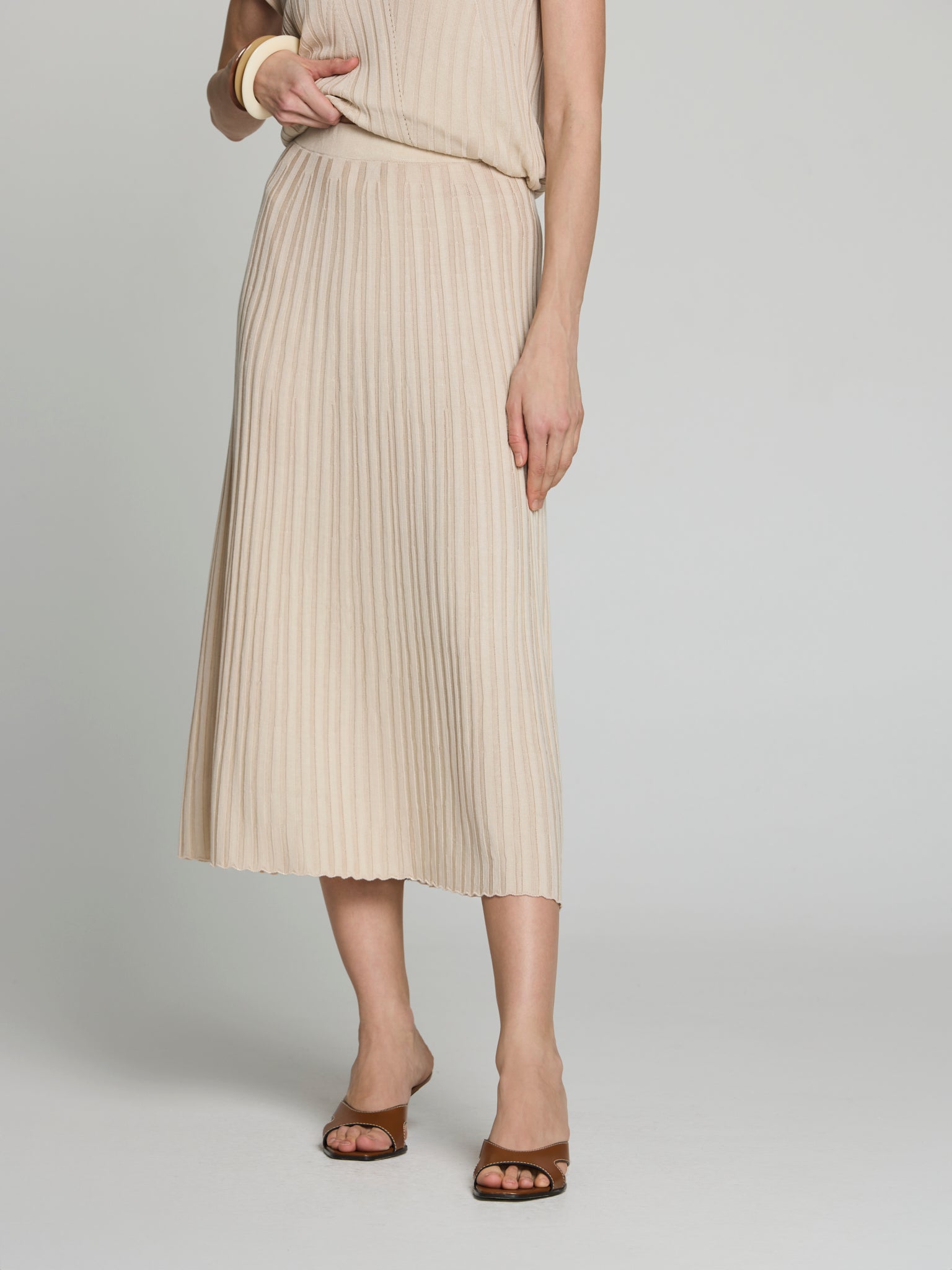 Falda canalé tencel