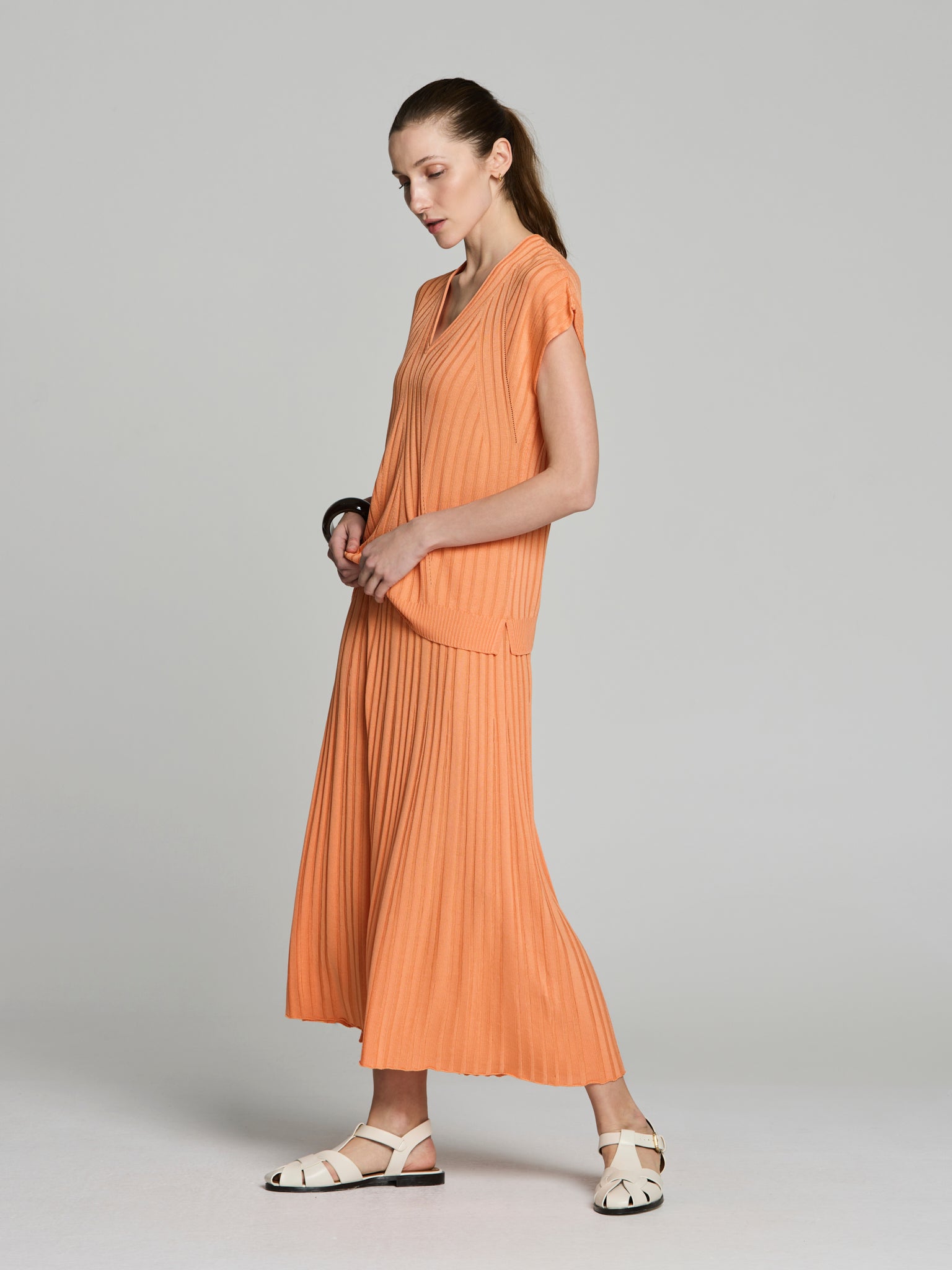 Falda canalé tencel