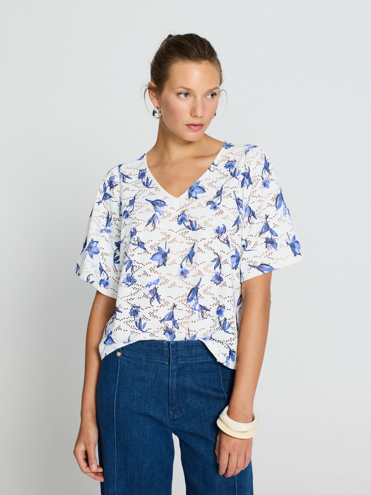 Blusa calada estampada