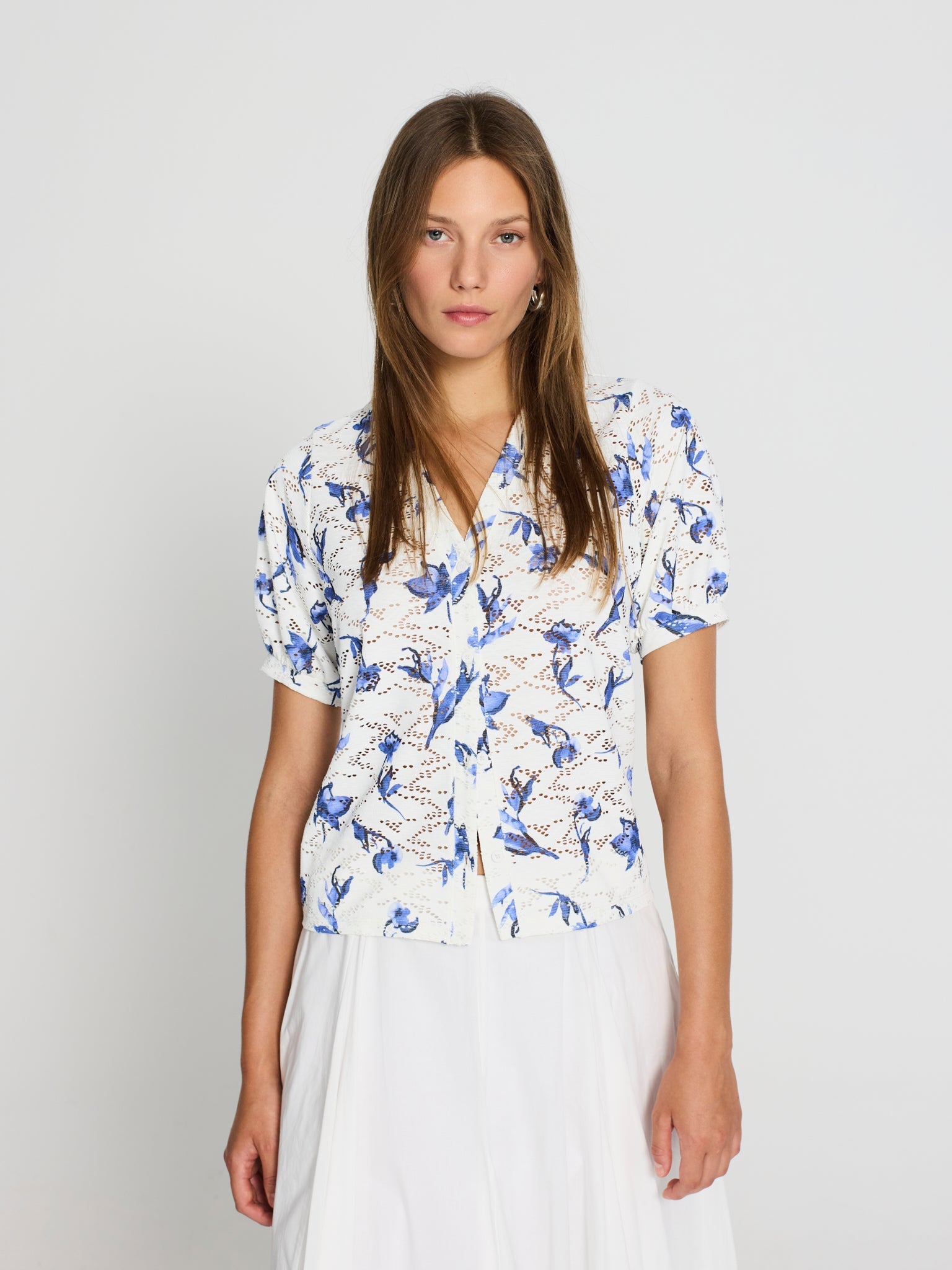 Camisa calada estampada