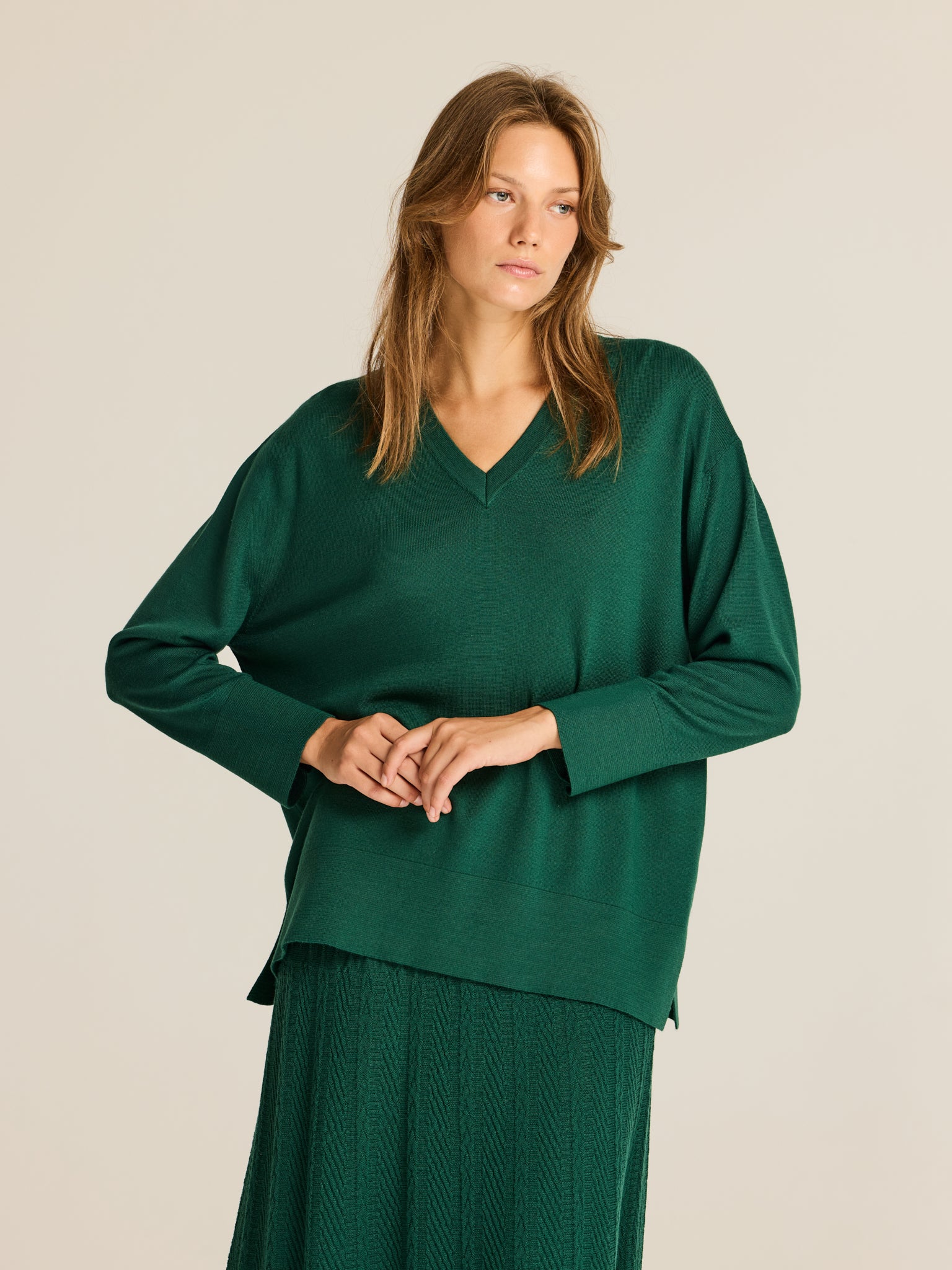 V-neck knit sweater