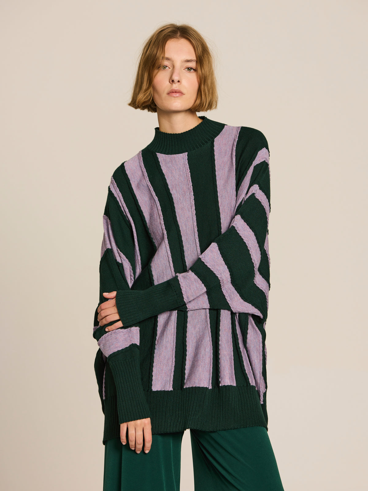 Oversized two-tone sweater