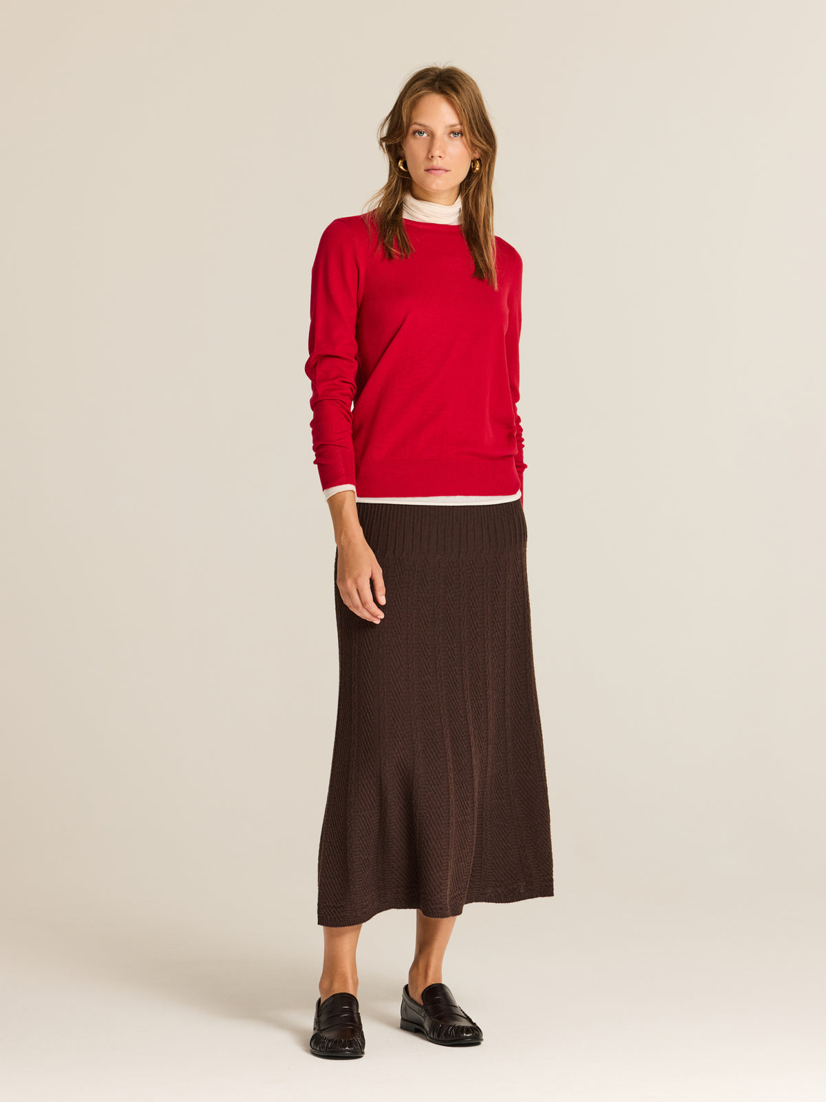 Jersey de viscosa con cuello redondo