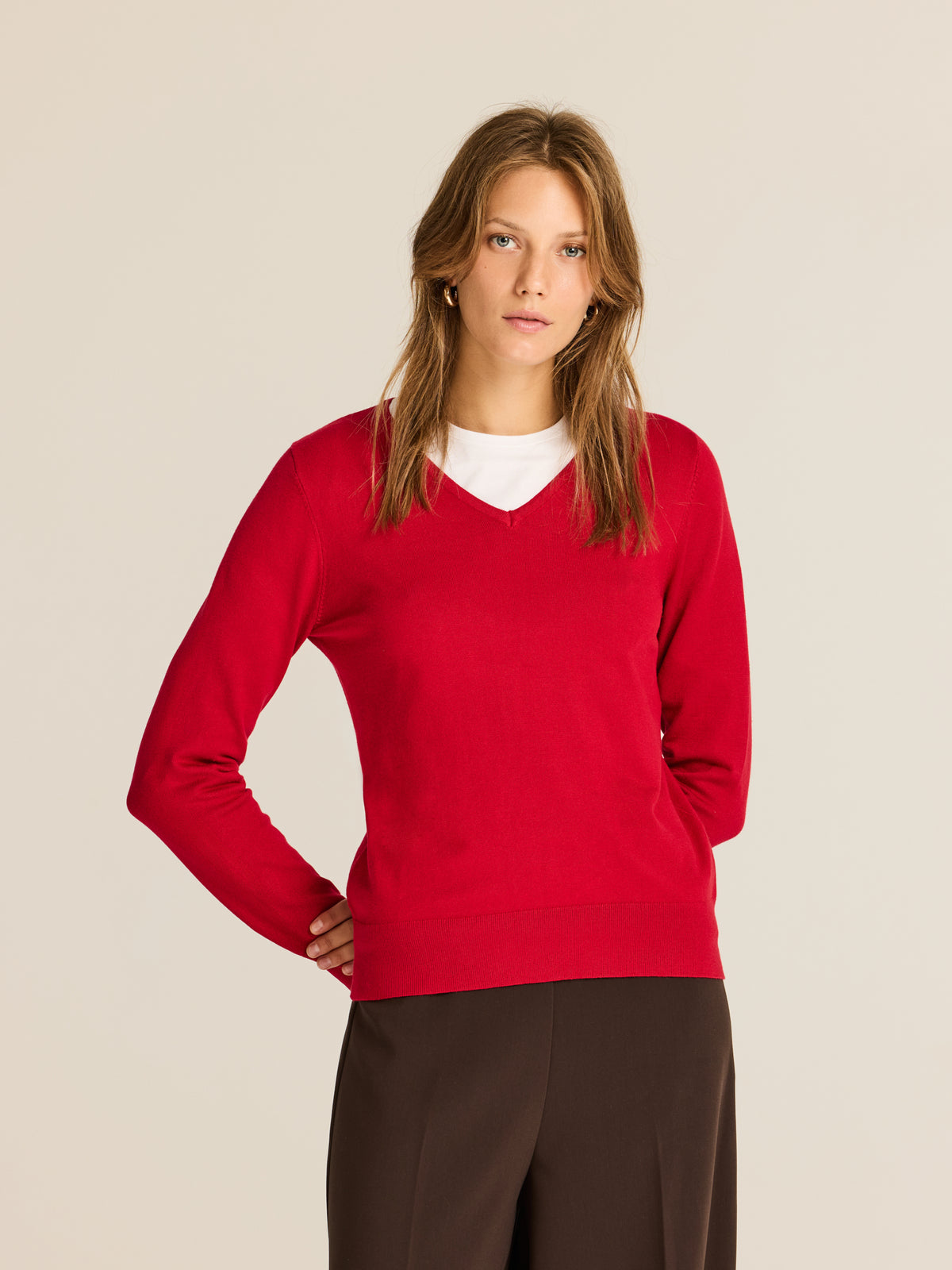 Jersey de viscosa con escote en V