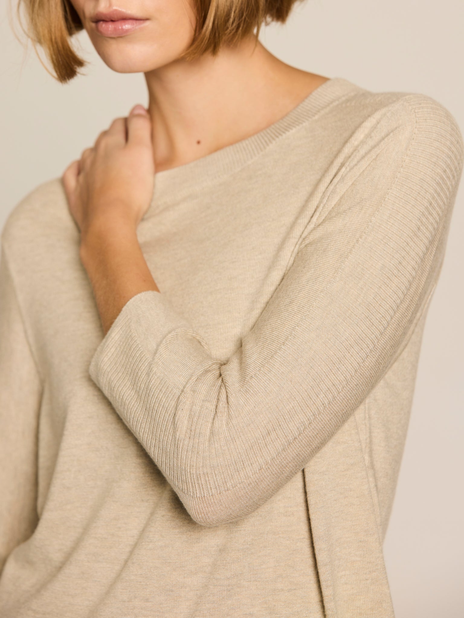 Viscose jumper with ribbed detail