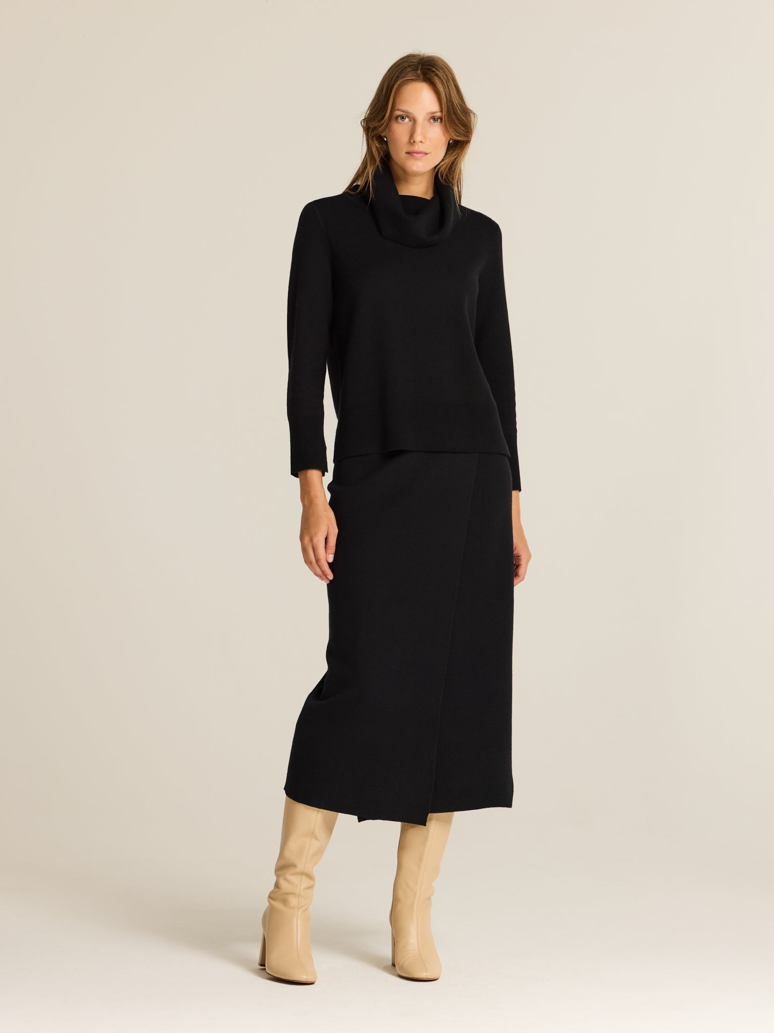 Falda midi double face de punto Milano