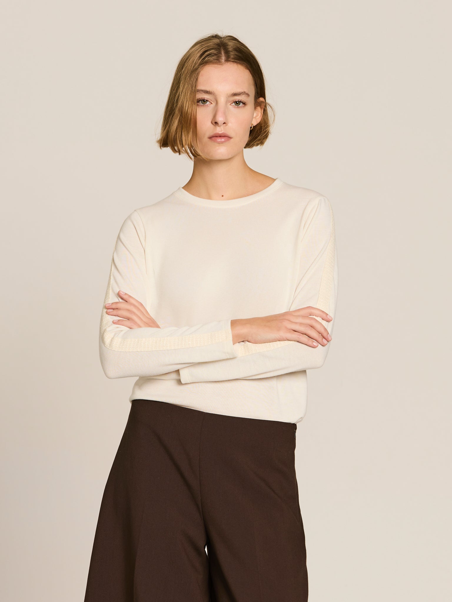 Camiseta de punto con detalle de tweed