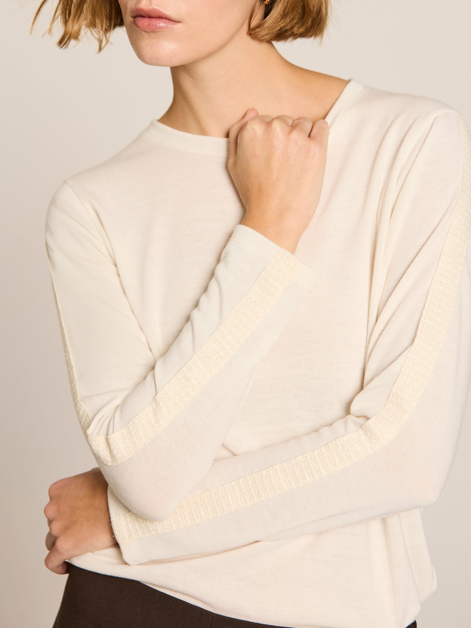 Camiseta de punto con detalle de tweed